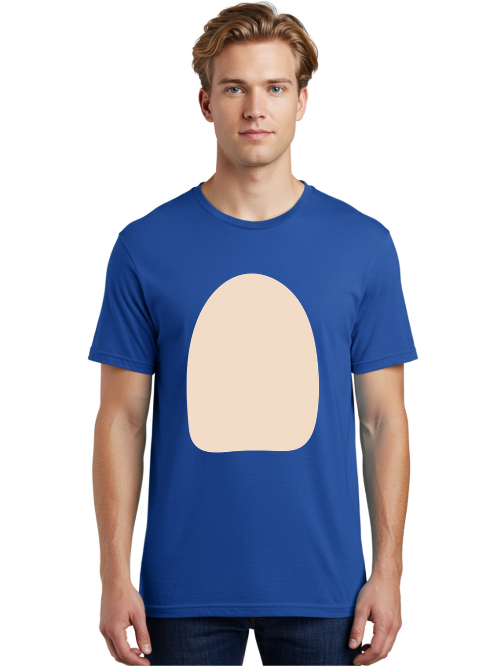 Oval-Shape Men'S Graphic Tee, 100% Cotton, Comfortable Casual Summer Wear, Machine Washable, Beige Shape, Rounded Edges, Minimalist Design, Simple Graphic, Abstract Shape, Soft Color, Clean Lines, Modern Aesthetic Aae039