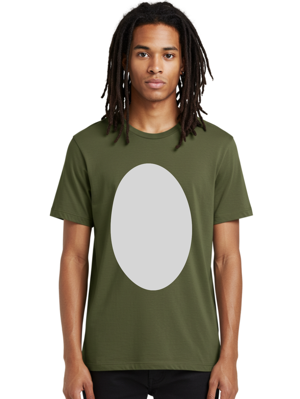 Oval Men'S Graphic Tee, 100% Cotton, Comfortable Casual Summer Wear, Machine Washable, White Oval Shape, Simple Design, Minimalist Art, Geometric Figure, Abstract Element, Clean Lines, Modern Aesthetic Aae040