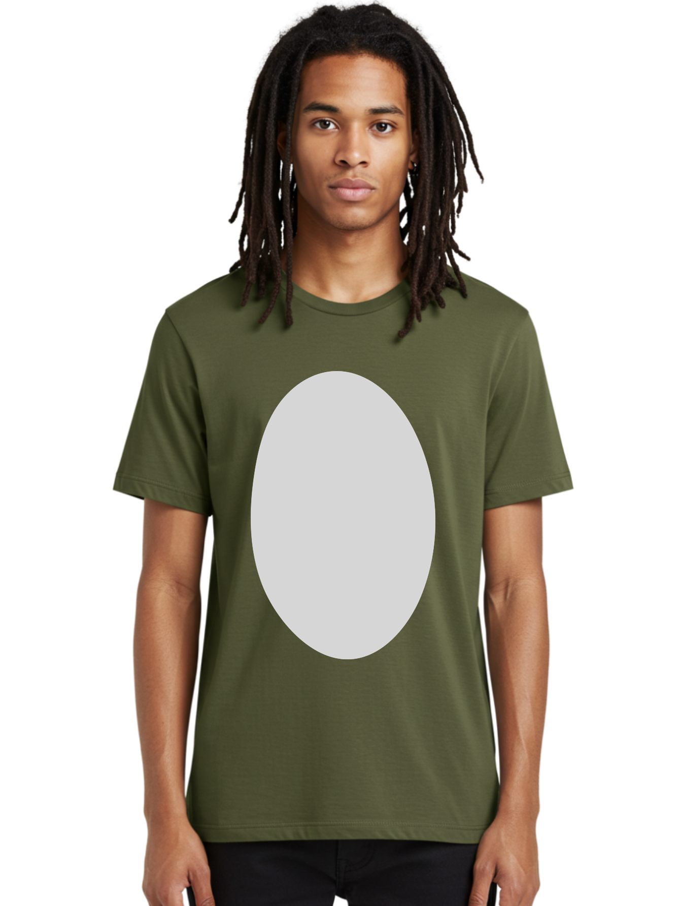 Oval Men'S Graphic Tee, 100% Cotton, Comfortable Casual Summer Wear, Machine Washable, White Oval Shape, Simple Design, Minimalist Art, Geometric Figure, Abstract Element, Clean Lines, Modern Aesthetic Aae040