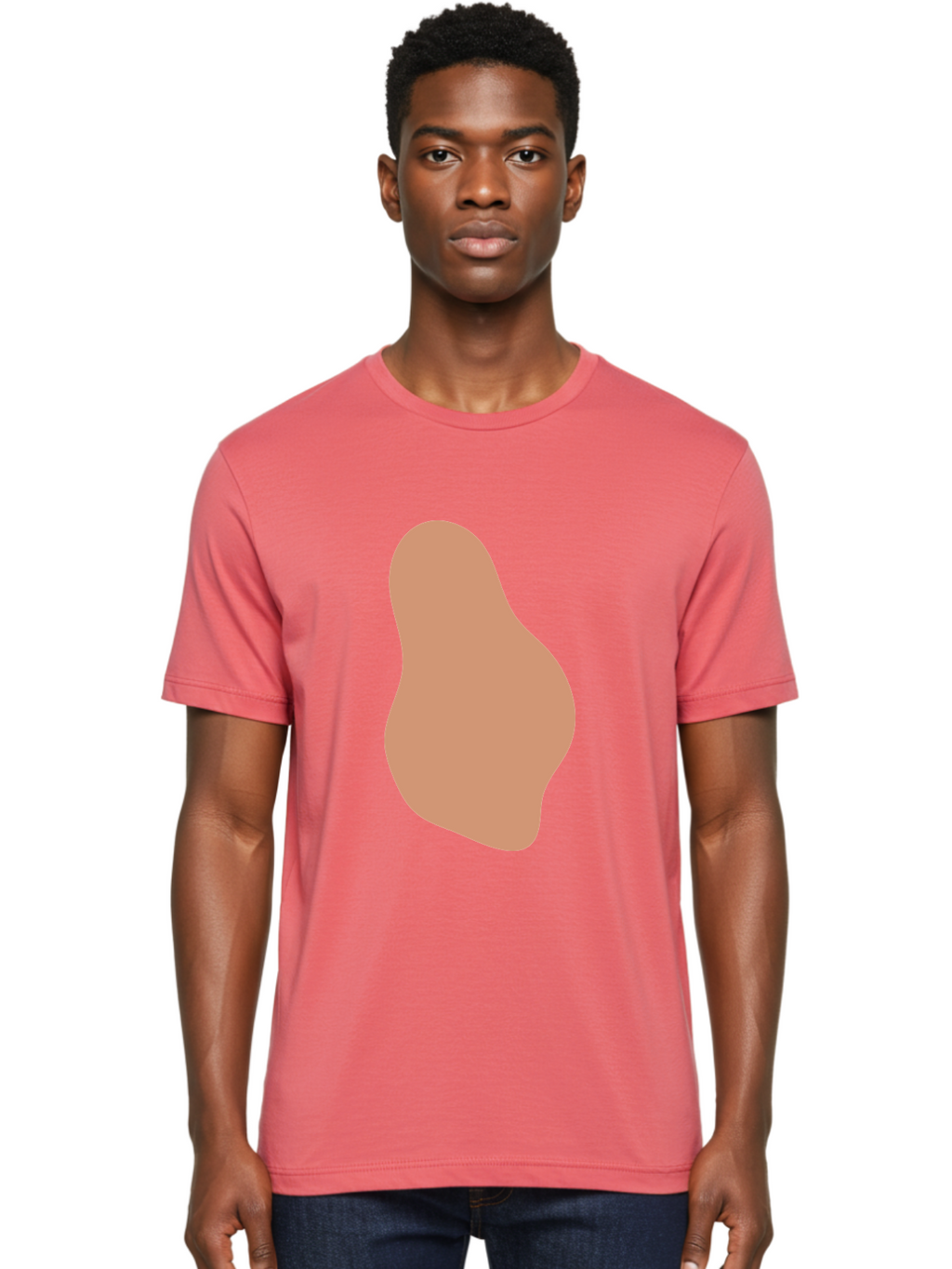 Peanut Men'S Graphic Tee, 100% Cotton, Comfortable Casual Summer Wear, Machine Washable, Peanut Shaped Object, Light Brown Color, Irregular Shape, Abstract Design, Simple Graphic, Minimalist Art Aae041