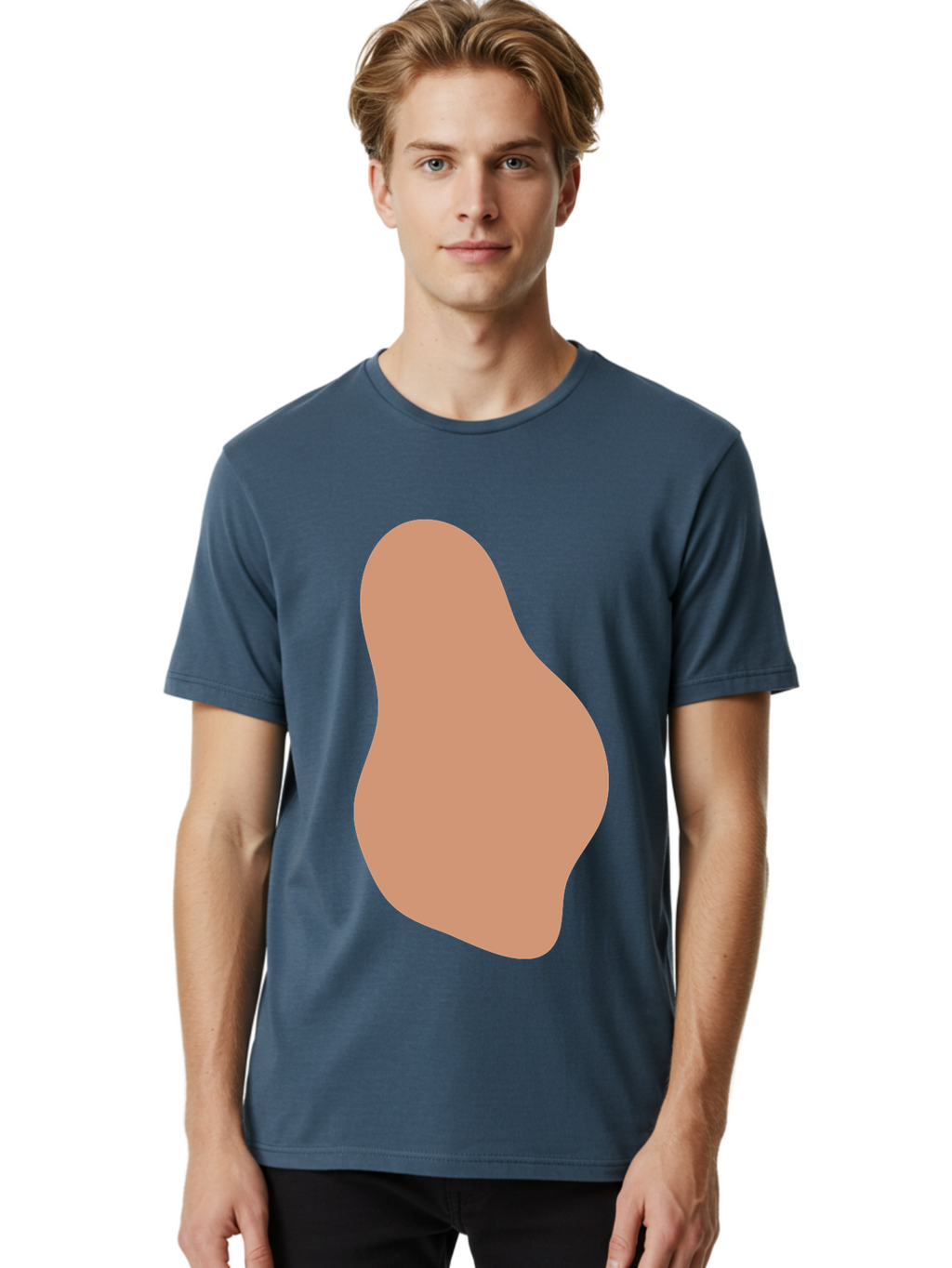 Peanut Men'S Graphic Tee, 100% Cotton, Comfortable Casual Summer Wear, Machine Washable, Peanut Shaped Object, Light Brown Color, Irregular Shape, Abstract Design, Simple Graphic, Minimalist Art Aae041