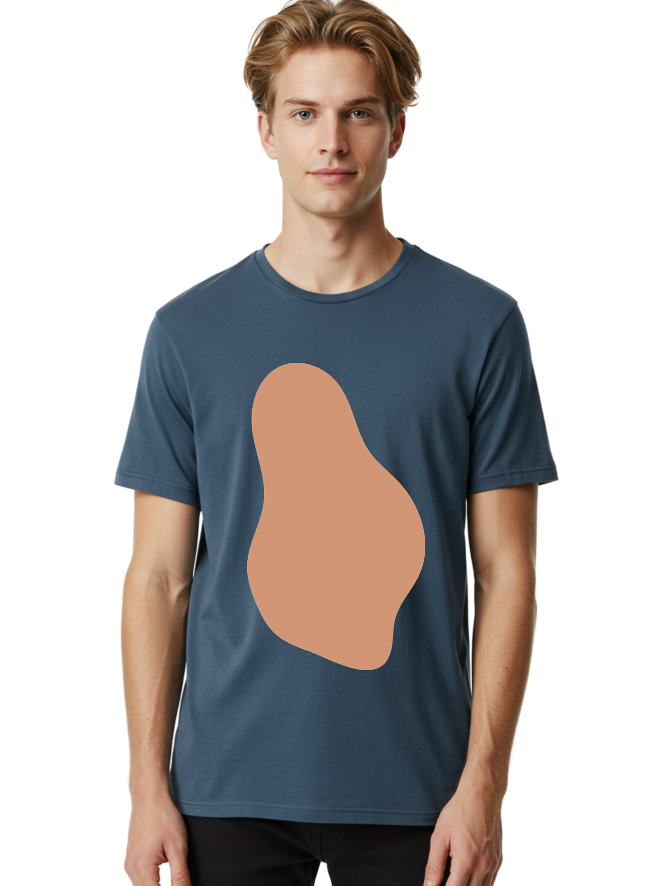 Peanut Men'S Graphic Tee, 100% Cotton, Comfortable Casual Summer Wear, Machine Washable, Peanut Shaped Object, Light Brown Color, Irregular Shape, Abstract Design, Simple Graphic, Minimalist Art Aae041