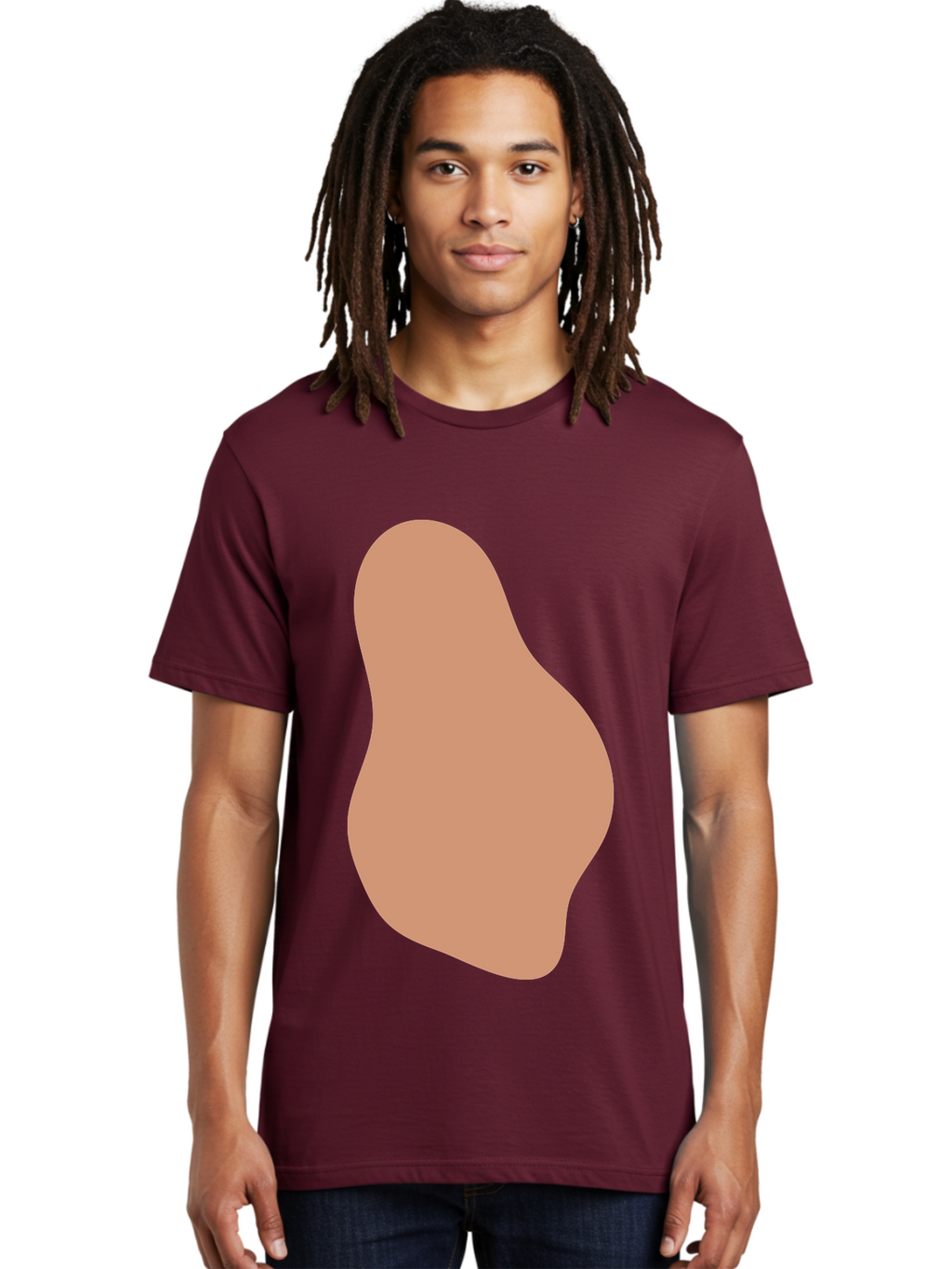 Peanut Men'S Graphic Tee, 100% Cotton, Comfortable Casual Summer Wear, Machine Washable, Peanut Shaped Object, Light Brown Color, Irregular Shape, Abstract Design, Simple Graphic, Minimalist Art Aae041