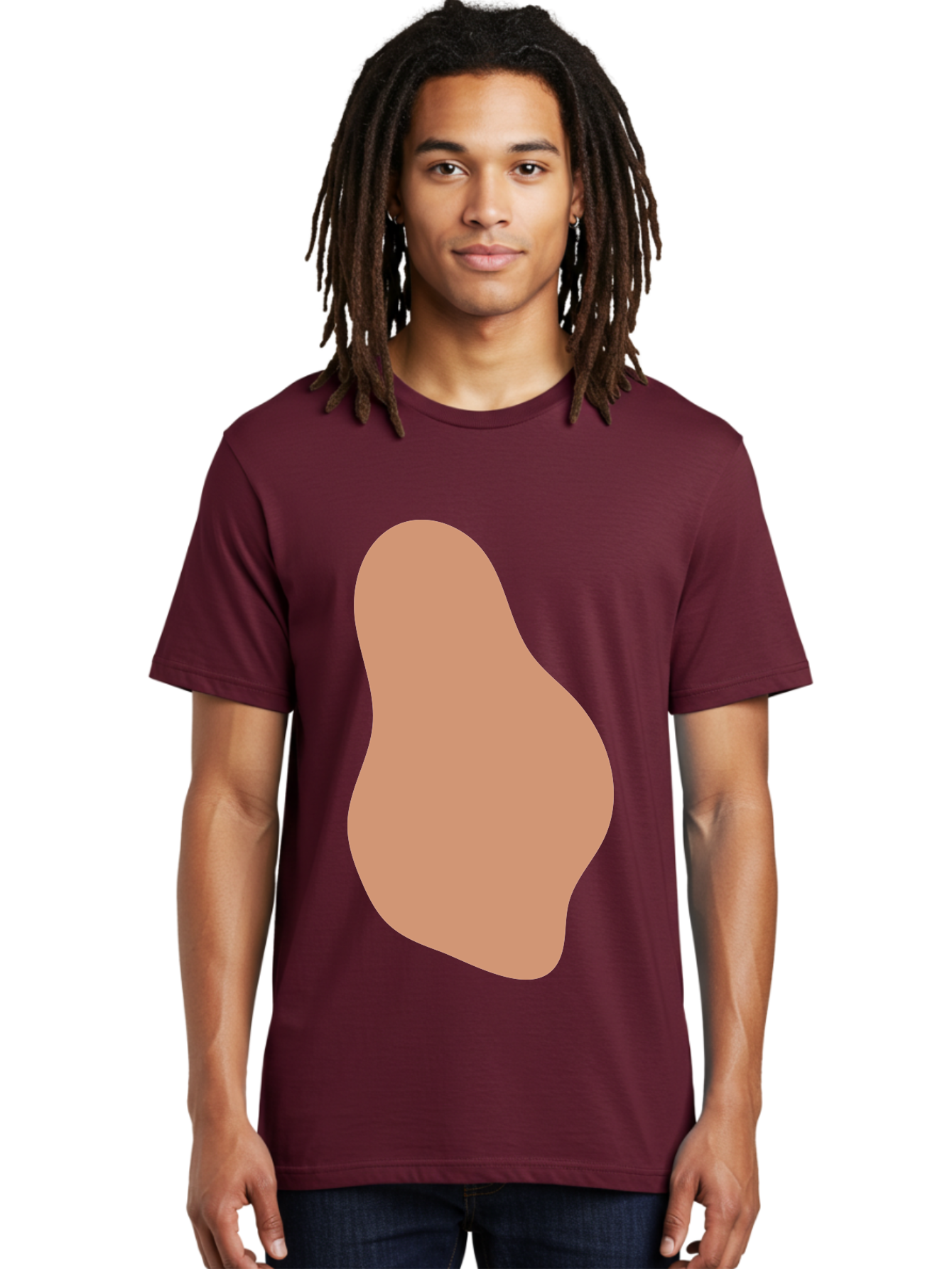 Peanut Men'S Graphic Tee, 100% Cotton, Comfortable Casual Summer Wear, Machine Washable, Peanut Shaped Object, Light Brown Color, Irregular Shape, Abstract Design, Simple Graphic, Minimalist Art Aae041