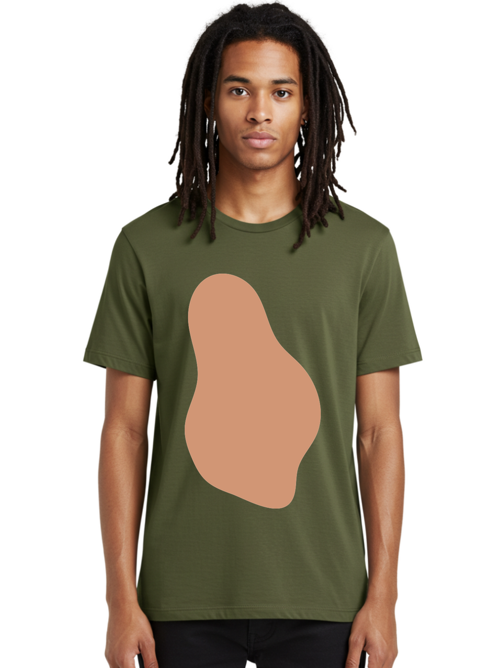Peanut Men'S Graphic Tee, 100% Cotton, Comfortable Casual Summer Wear, Machine Washable, Peanut Shaped Object, Light Brown Color, Irregular Shape, Abstract Design, Simple Graphic, Minimalist Art Aae041
