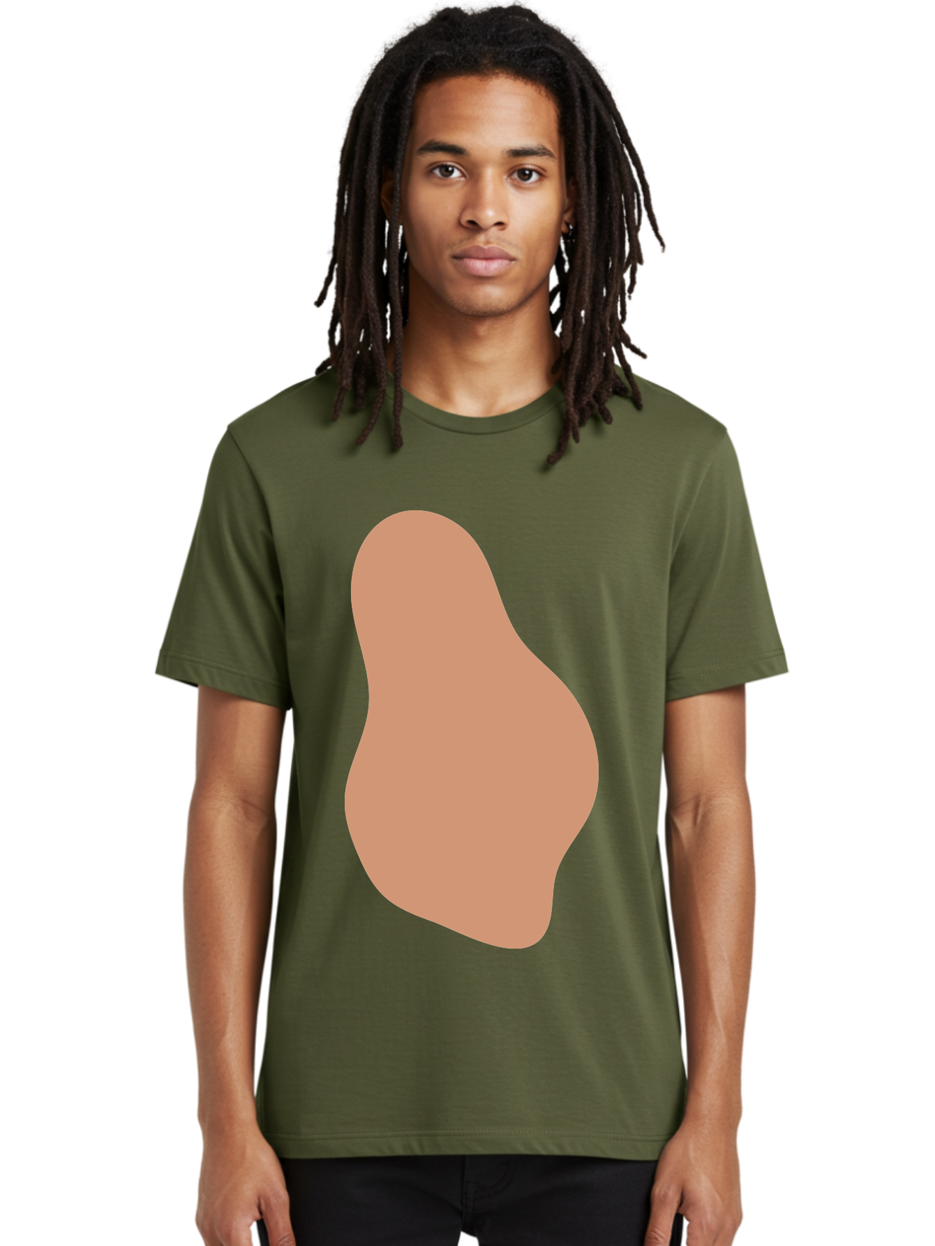 Peanut Men'S Graphic Tee, 100% Cotton, Comfortable Casual Summer Wear, Machine Washable, Peanut Shaped Object, Light Brown Color, Irregular Shape, Abstract Design, Simple Graphic, Minimalist Art Aae041