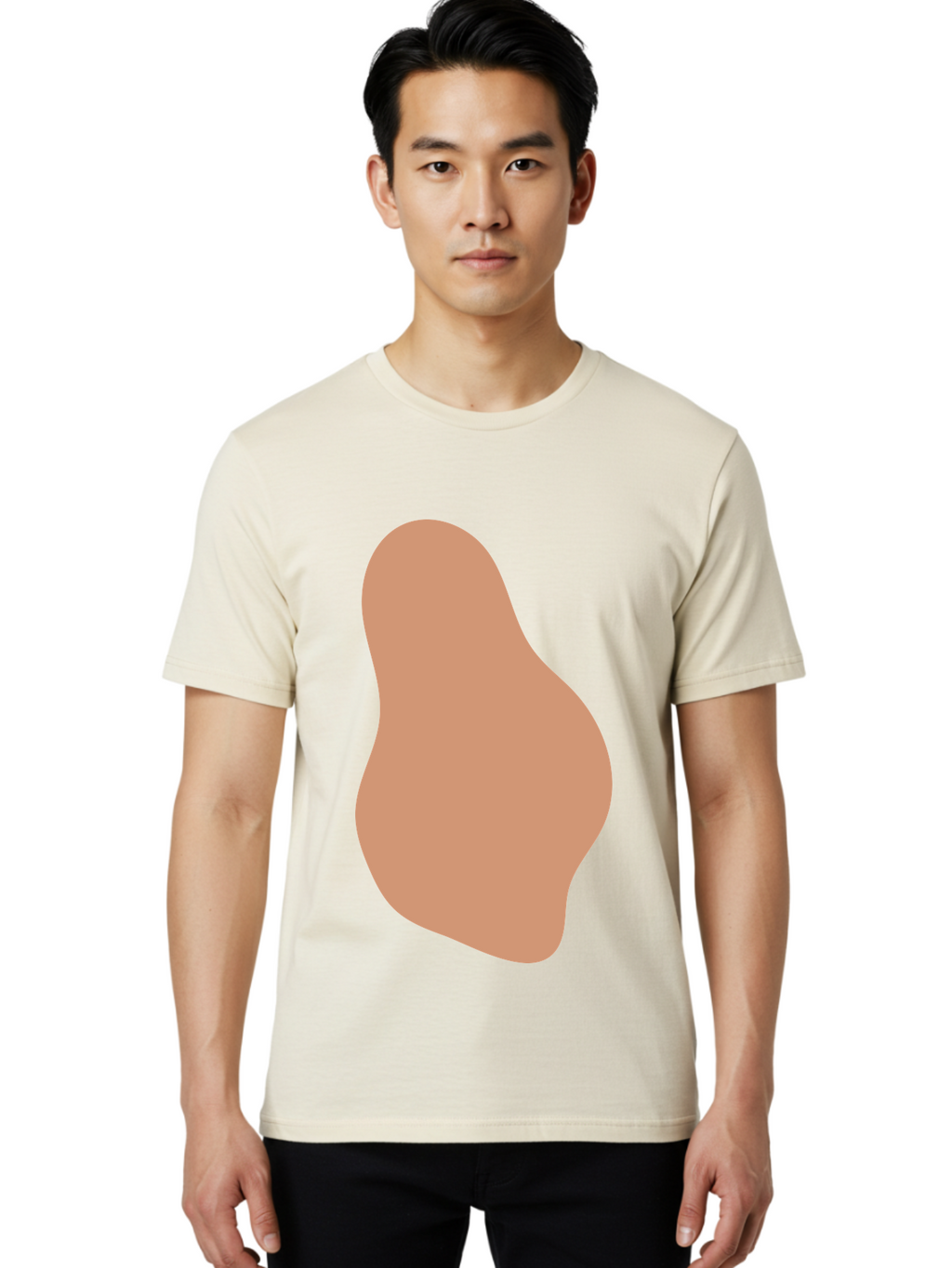 Peanut Men'S Graphic Tee, 100% Cotton, Comfortable Casual Summer Wear, Machine Washable, Peanut Shaped Object, Light Brown Color, Irregular Shape, Abstract Design, Simple Graphic, Minimalist Art Aae041
