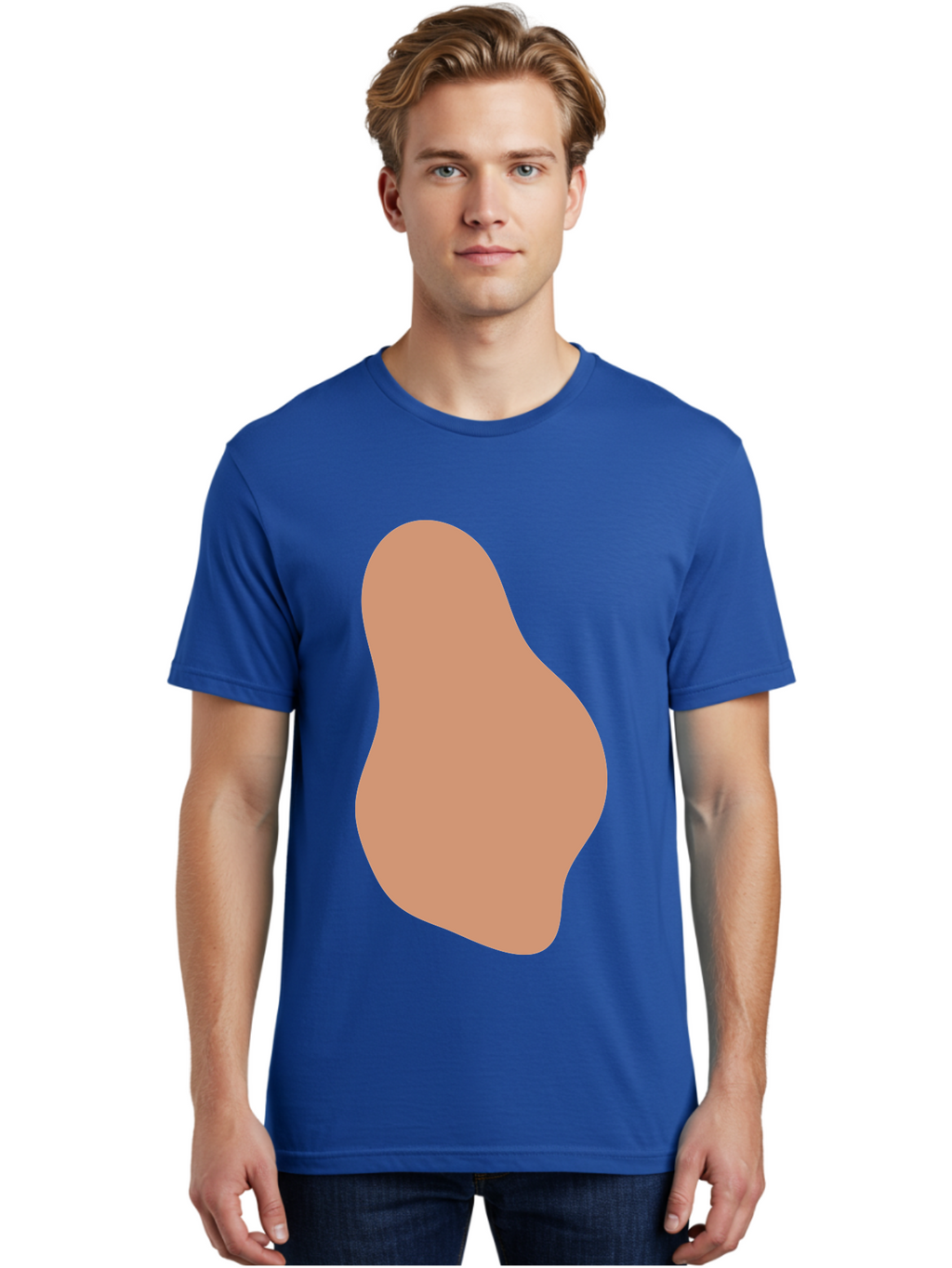 Peanut Men'S Graphic Tee, 100% Cotton, Comfortable Casual Summer Wear, Machine Washable, Peanut Shaped Object, Light Brown Color, Irregular Shape, Abstract Design, Simple Graphic, Minimalist Art Aae041