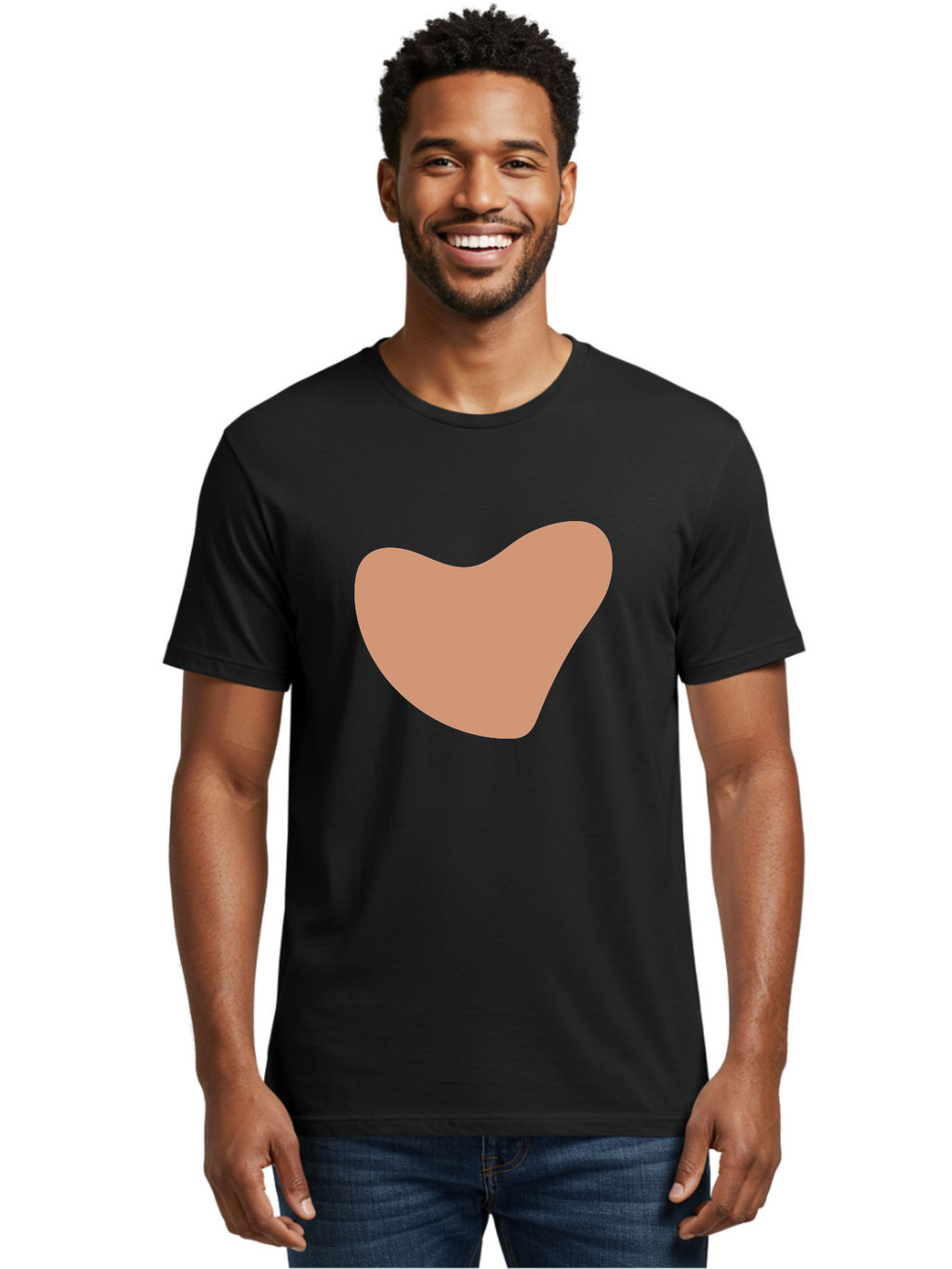 Pink-Shape Men'S Graphic Tee, 100% Cotton, Comfortable Casual Summer Wear, Machine Washable, Peach-Colored Shape, Smooth Texture, Abstract Design, Minimalist Art, Modern Graphic, Simple Form Aae042
