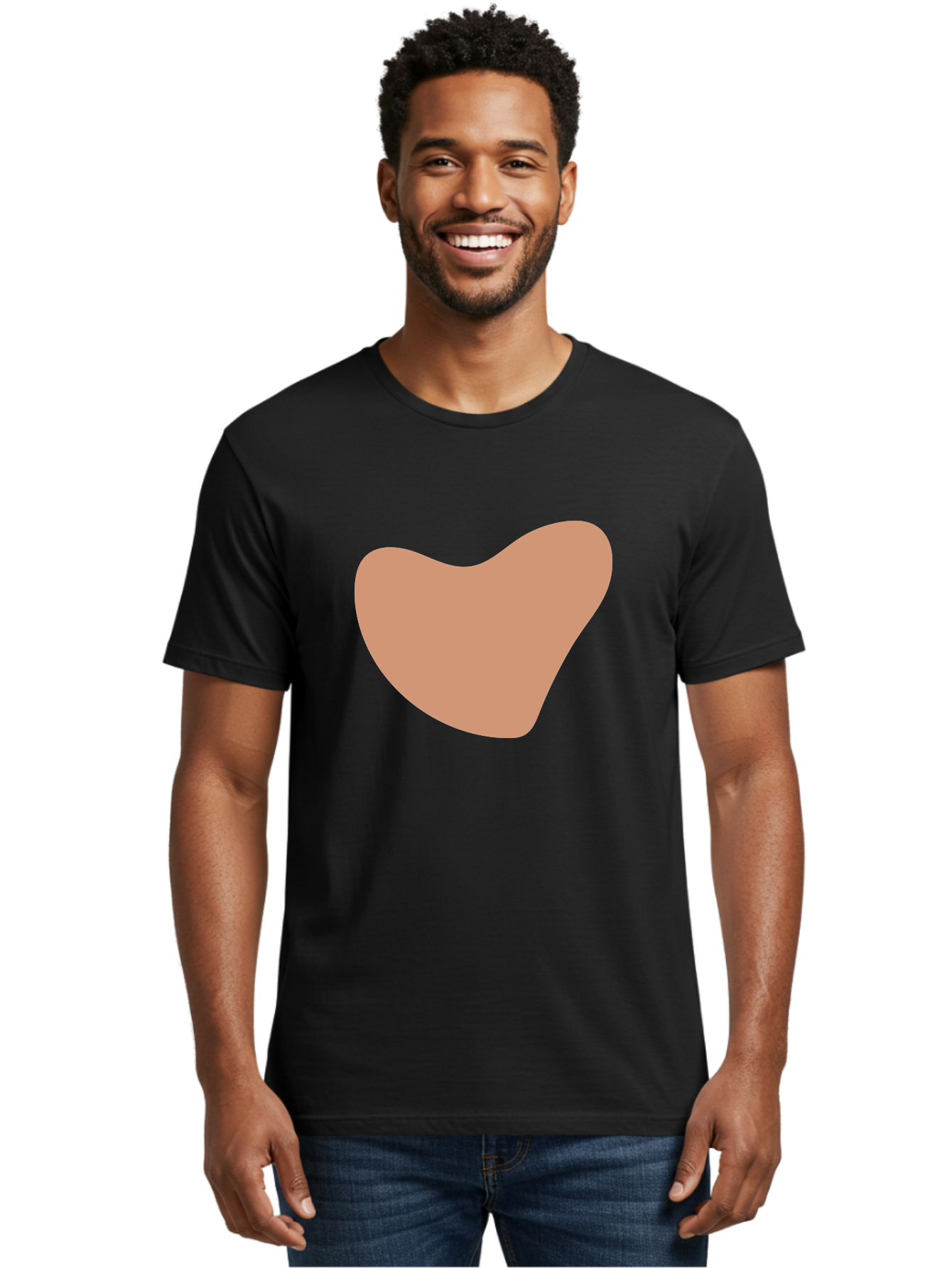 Pink-Shape Men'S Graphic Tee, 100% Cotton, Comfortable Casual Summer Wear, Machine Washable, Peach-Colored Shape, Smooth Texture, Abstract Design, Minimalist Art, Modern Graphic, Simple Form Aae042