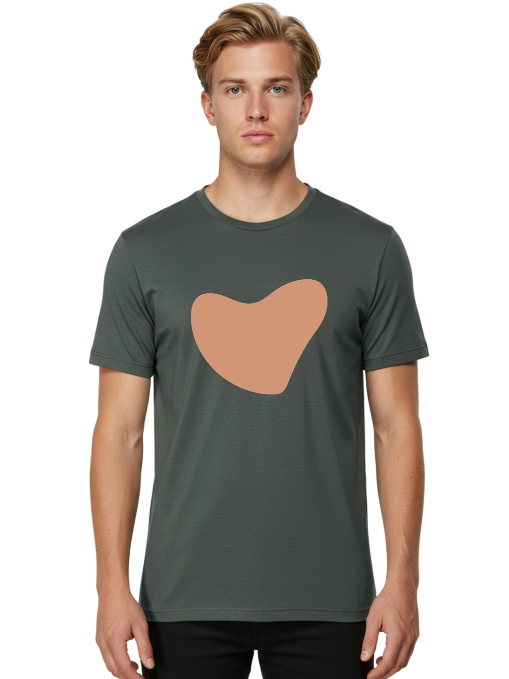 Pink-Shape Men'S Graphic Tee, 100% Cotton, Comfortable Casual Summer Wear, Machine Washable, Peach-Colored Shape, Smooth Texture, Abstract Design, Minimalist Art, Modern Graphic, Simple Form Aae042