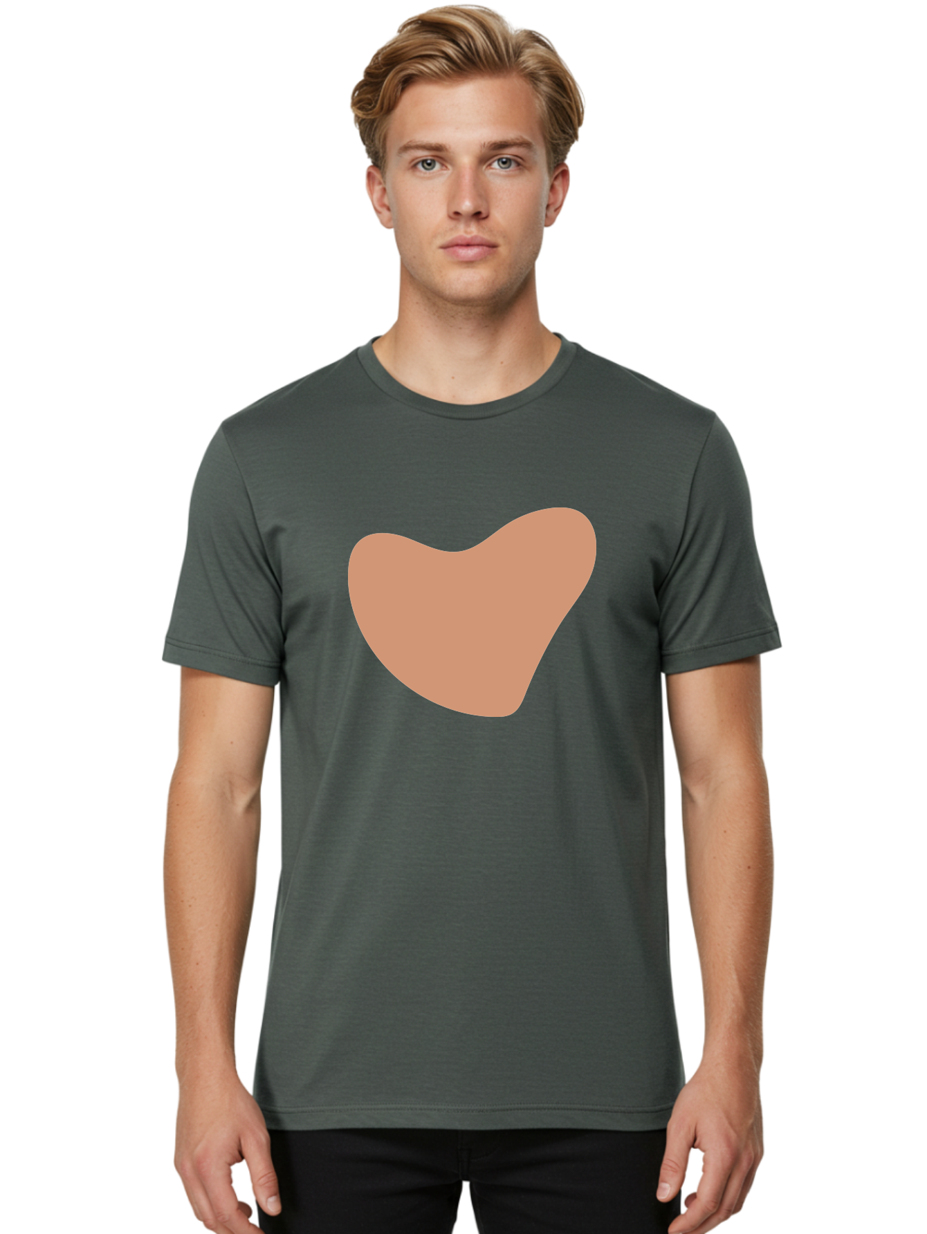 Pink-Shape Men'S Graphic Tee, 100% Cotton, Comfortable Casual Summer Wear, Machine Washable, Peach-Colored Shape, Smooth Texture, Abstract Design, Minimalist Art, Modern Graphic, Simple Form Aae042