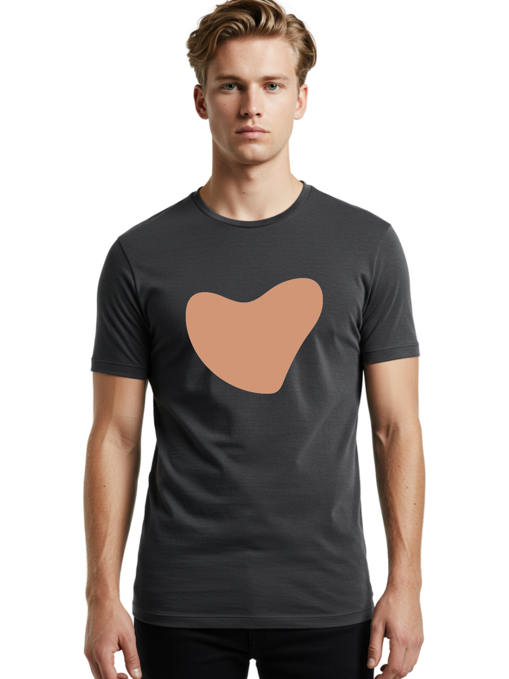 Pink-Shape Men'S Graphic Tee, 100% Cotton, Comfortable Casual Summer Wear, Machine Washable, Peach-Colored Shape, Smooth Texture, Abstract Design, Minimalist Art, Modern Graphic, Simple Form Aae042