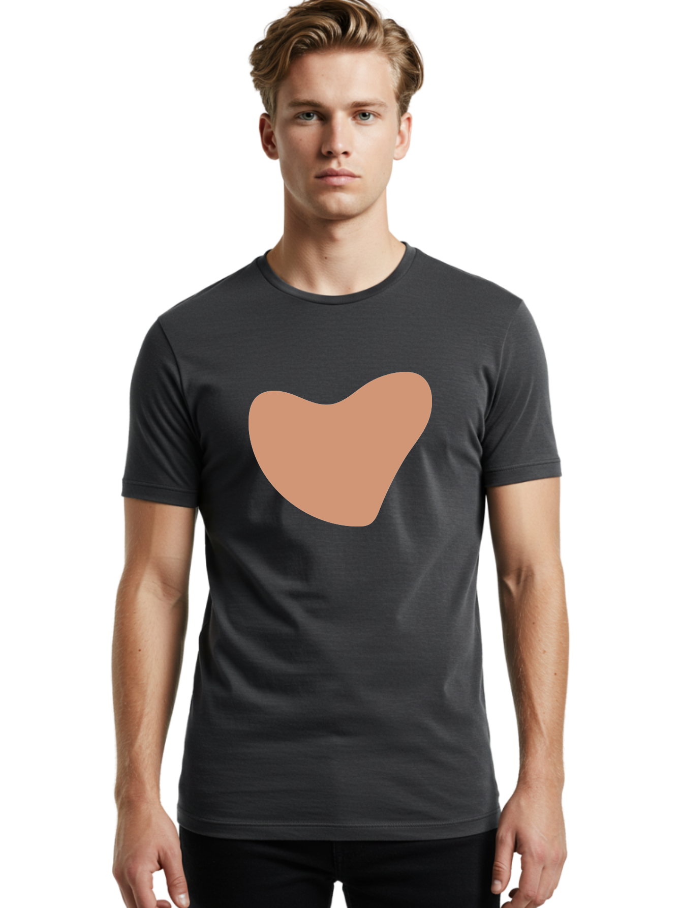 Pink-Shape Men'S Graphic Tee, 100% Cotton, Comfortable Casual Summer Wear, Machine Washable, Peach-Colored Shape, Smooth Texture, Abstract Design, Minimalist Art, Modern Graphic, Simple Form Aae042