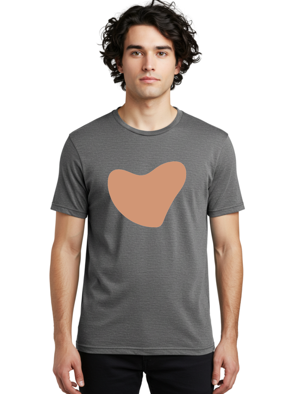 Pink-Shape Men'S Graphic Tee, 100% Cotton, Comfortable Casual Summer Wear, Machine Washable, Peach-Colored Shape, Smooth Texture, Abstract Design, Minimalist Art, Modern Graphic, Simple Form Aae042