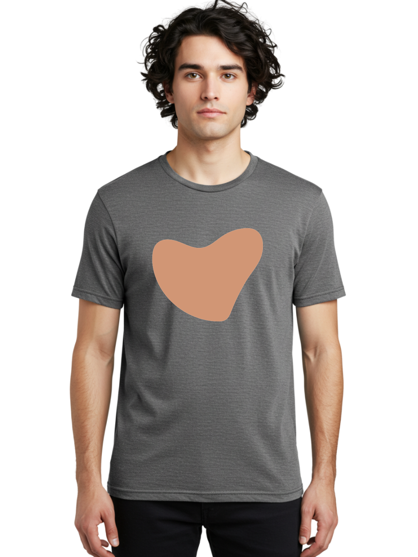 Pink-Shape Men'S Graphic Tee, 100% Cotton, Comfortable Casual Summer Wear, Machine Washable, Peach-Colored Shape, Smooth Texture, Abstract Design, Minimalist Art, Modern Graphic, Simple Form Aae042