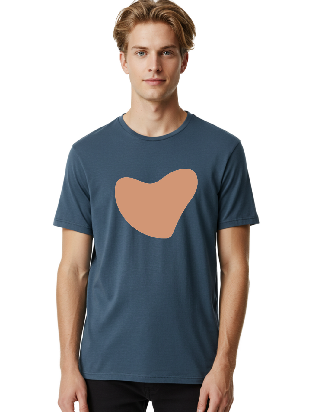 Pink-Shape Men'S Graphic Tee, 100% Cotton, Comfortable Casual Summer Wear, Machine Washable, Peach-Colored Shape, Smooth Texture, Abstract Design, Minimalist Art, Modern Graphic, Simple Form Aae042