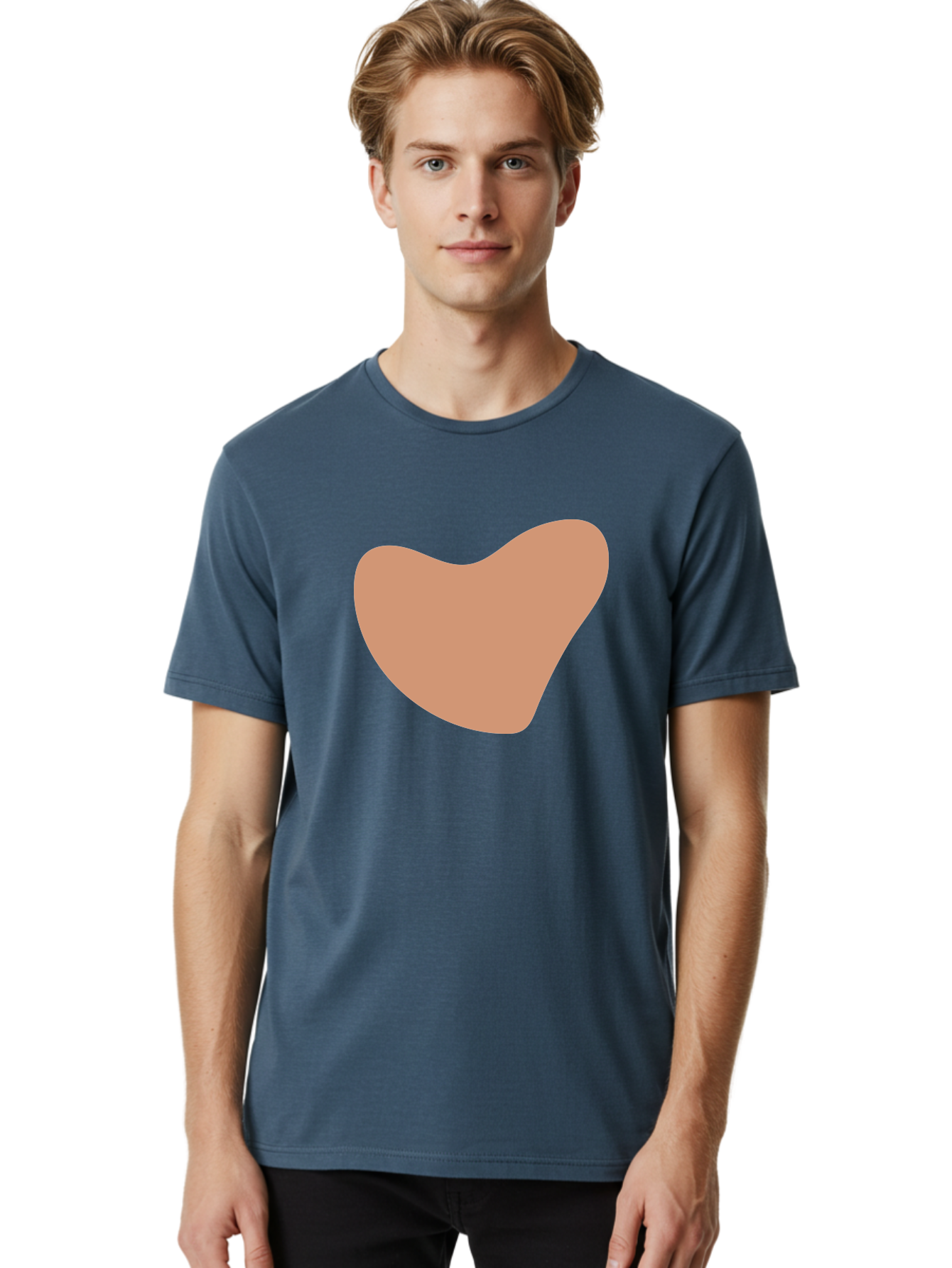 Pink-Shape Men'S Graphic Tee, 100% Cotton, Comfortable Casual Summer Wear, Machine Washable, Peach-Colored Shape, Smooth Texture, Abstract Design, Minimalist Art, Modern Graphic, Simple Form Aae042