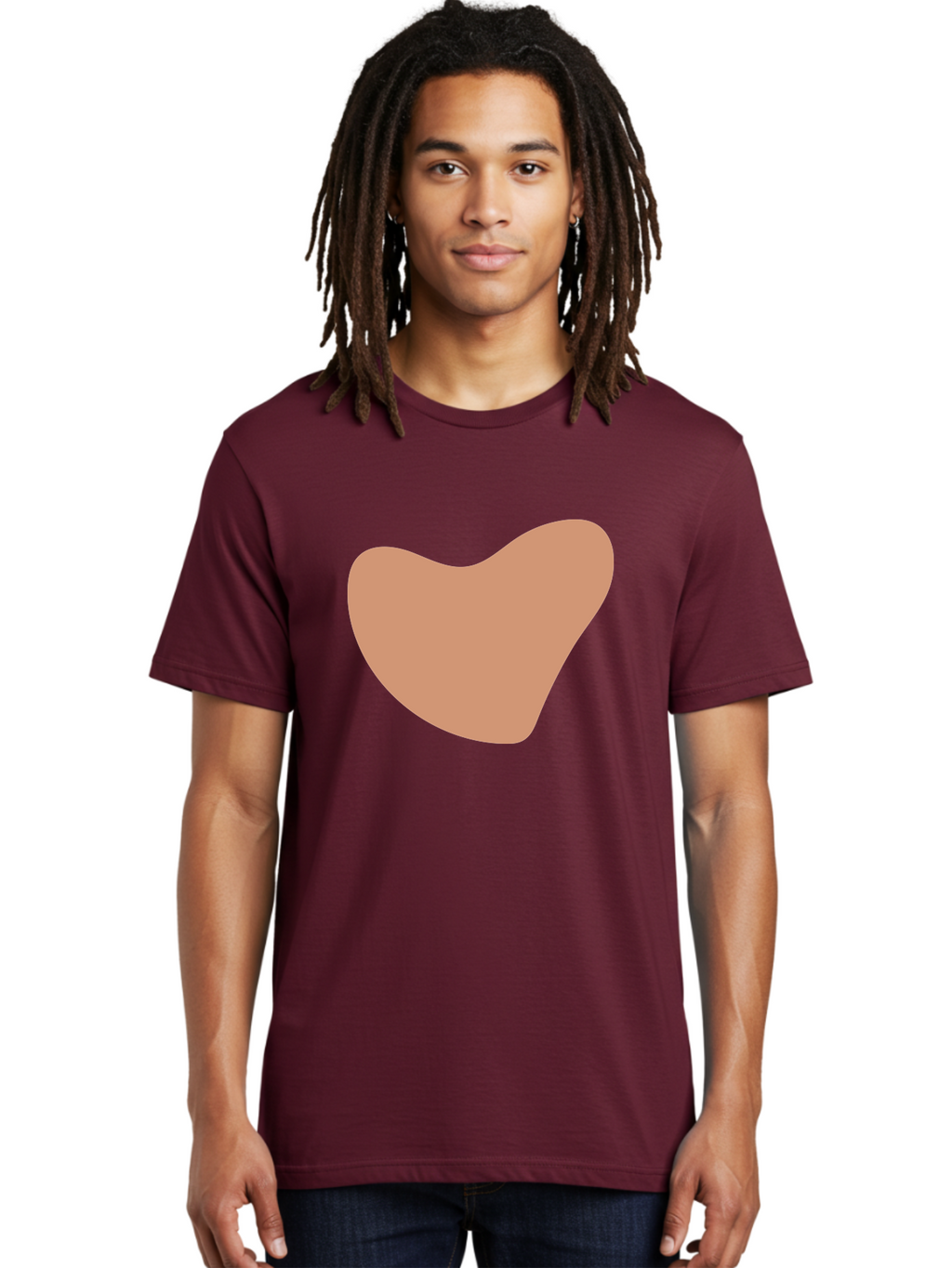 Pink-Shape Men'S Graphic Tee, 100% Cotton, Comfortable Casual Summer Wear, Machine Washable, Peach-Colored Shape, Smooth Texture, Abstract Design, Minimalist Art, Modern Graphic, Simple Form Aae042