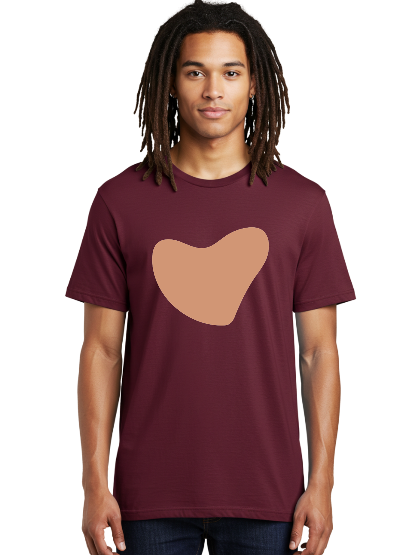 Pink-Shape Men'S Graphic Tee, 100% Cotton, Comfortable Casual Summer Wear, Machine Washable, Peach-Colored Shape, Smooth Texture, Abstract Design, Minimalist Art, Modern Graphic, Simple Form Aae042