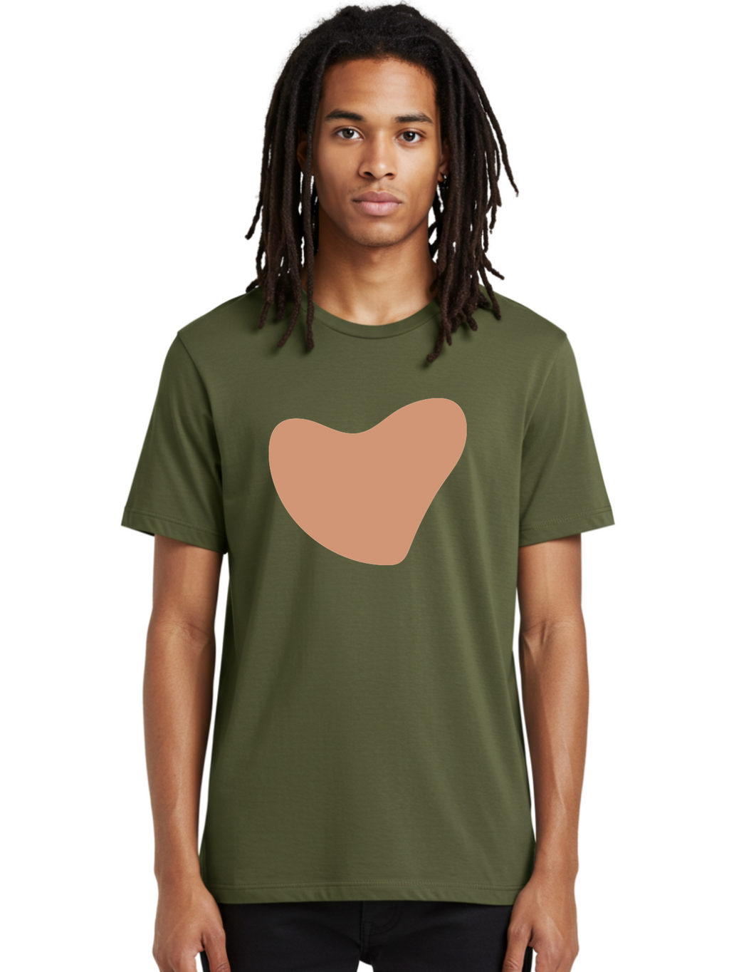 Pink-Shape Men'S Graphic Tee, 100% Cotton, Comfortable Casual Summer Wear, Machine Washable, Peach-Colored Shape, Smooth Texture, Abstract Design, Minimalist Art, Modern Graphic, Simple Form Aae042