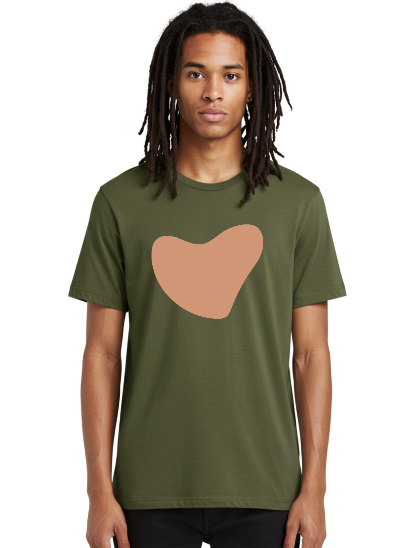 Pink-Shape Men'S Graphic Tee, 100% Cotton, Comfortable Casual Summer Wear, Machine Washable, Peach-Colored Shape, Smooth Texture, Abstract Design, Minimalist Art, Modern Graphic, Simple Form Aae042