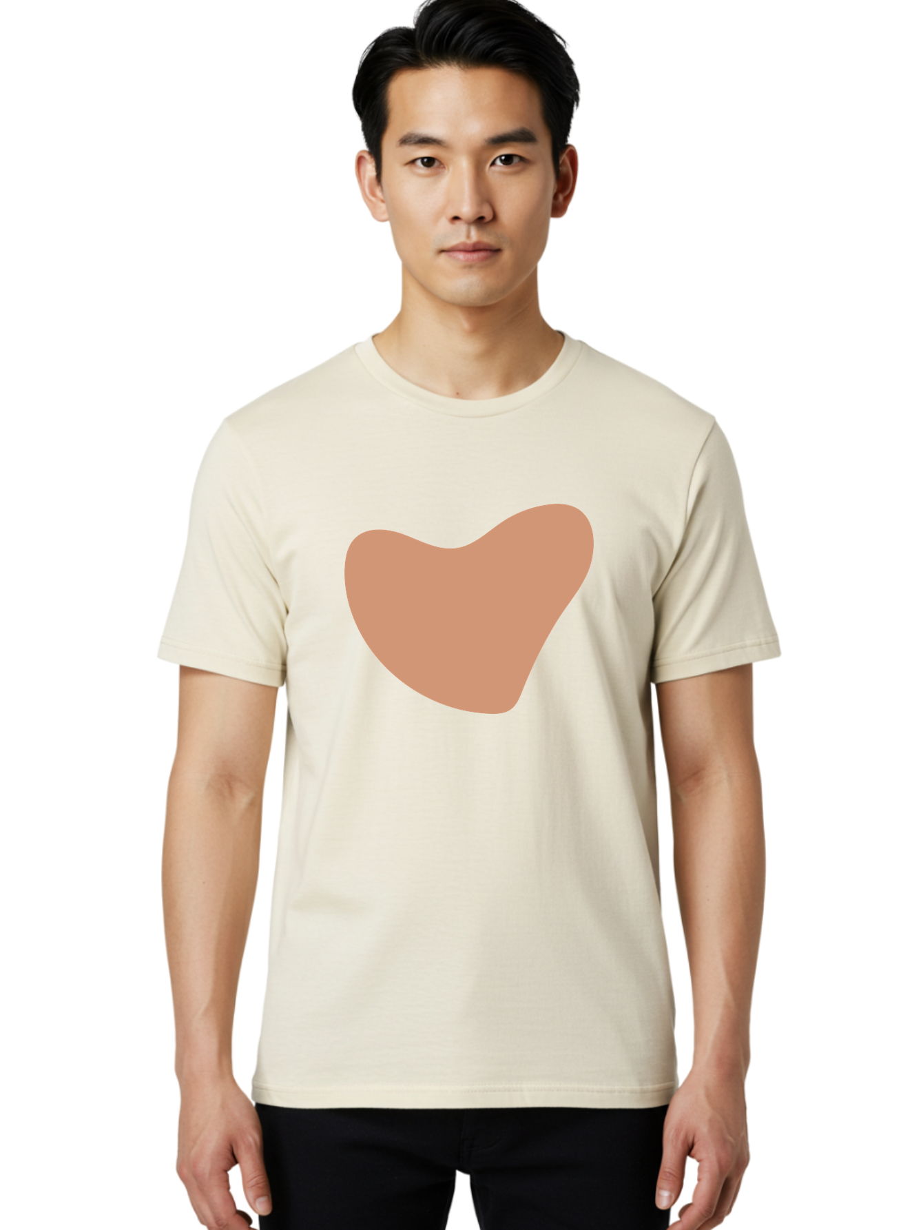 Pink-Shape Men'S Graphic Tee, 100% Cotton, Comfortable Casual Summer Wear, Machine Washable, Peach-Colored Shape, Smooth Texture, Abstract Design, Minimalist Art, Modern Graphic, Simple Form Aae042
