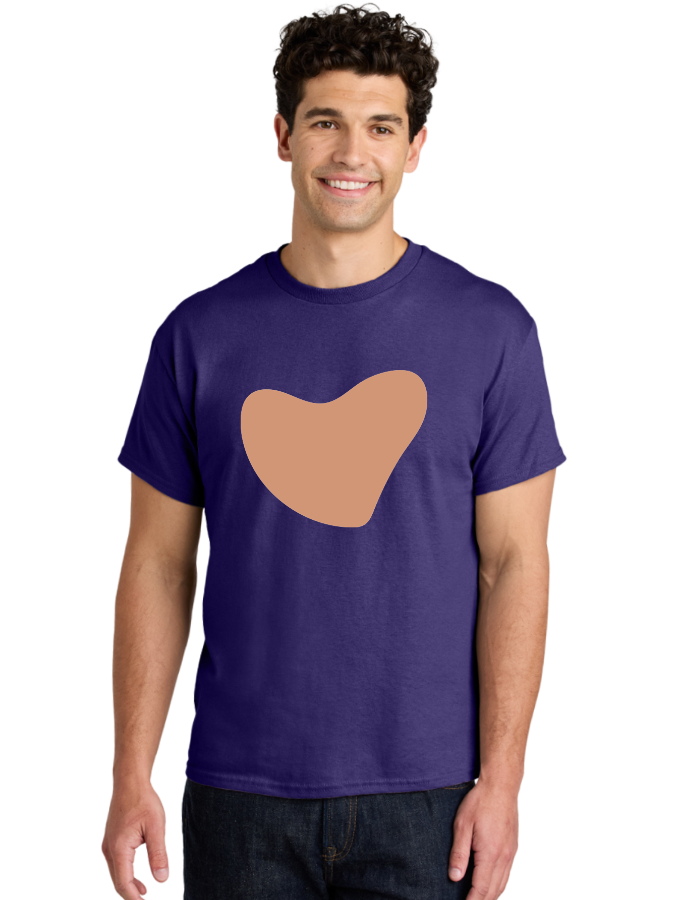 Pink-Shape Men'S Graphic Tee, 100% Cotton, Comfortable Casual Summer Wear, Machine Washable, Peach-Colored Shape, Smooth Texture, Abstract Design, Minimalist Art, Modern Graphic, Simple Form Aae042