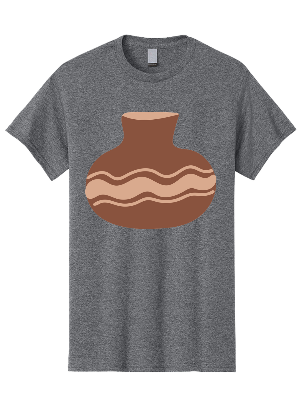 Pottery-Vase Men'S Graphic Tee, 100% Cotton, Comfortable Casual Summer Wear, Machine Washable, Clay Pot, Wavy Stripes, Decorative Design, Earthy Tones, Traditional Pottery, Handmade Ceramics, Simple Elegance, Rustic Charm Aae046
