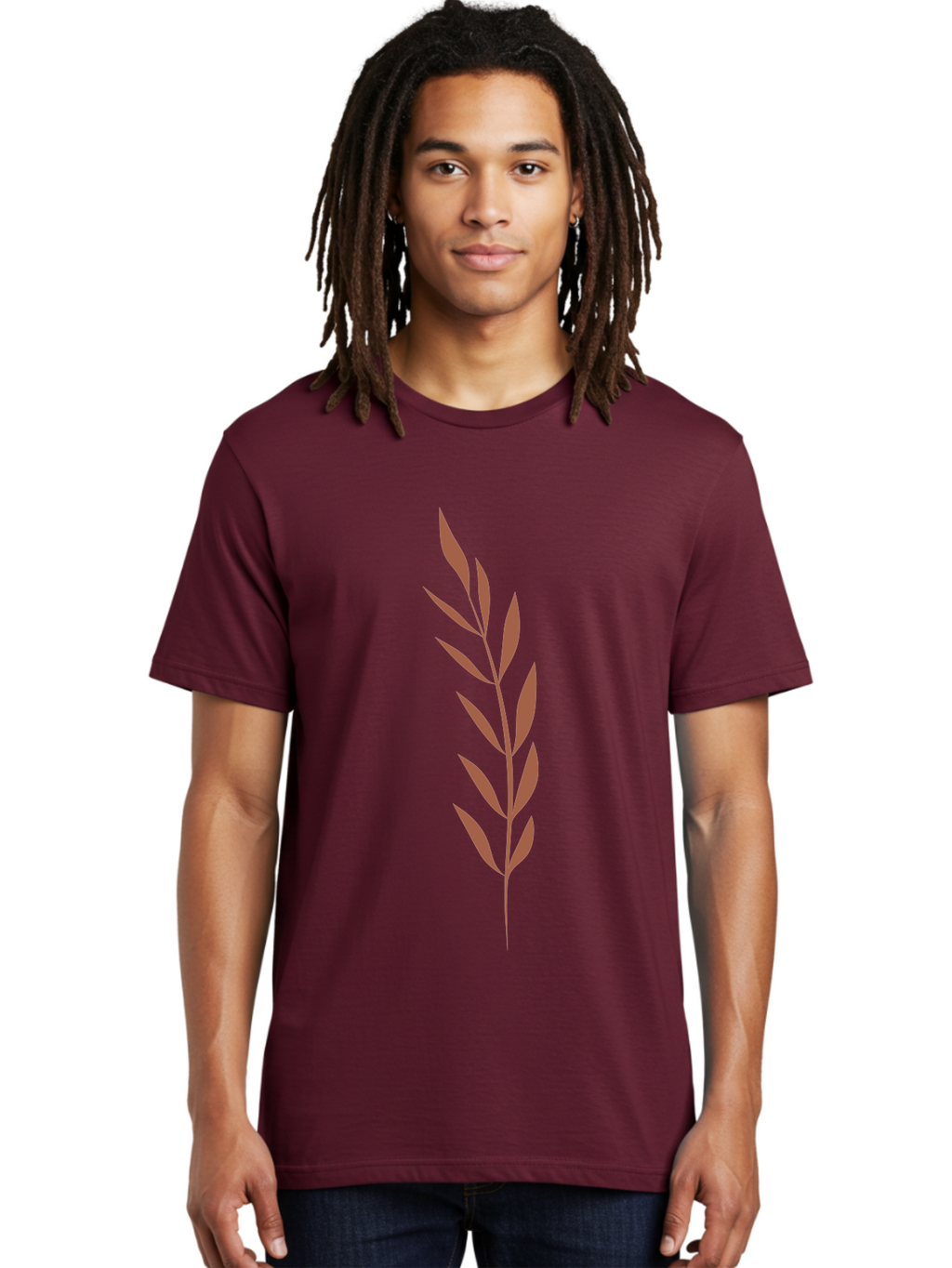 Red-Leaves-1 Men'S Graphic Tee, 100% Cotton, Comfortable Casual Summer Wear, Machine Washable, Red Leafy Branch, Simple Graphic, Leafy Design, Minimalist Art, Bold Red, Floral Element, Modern Illustration Aae047