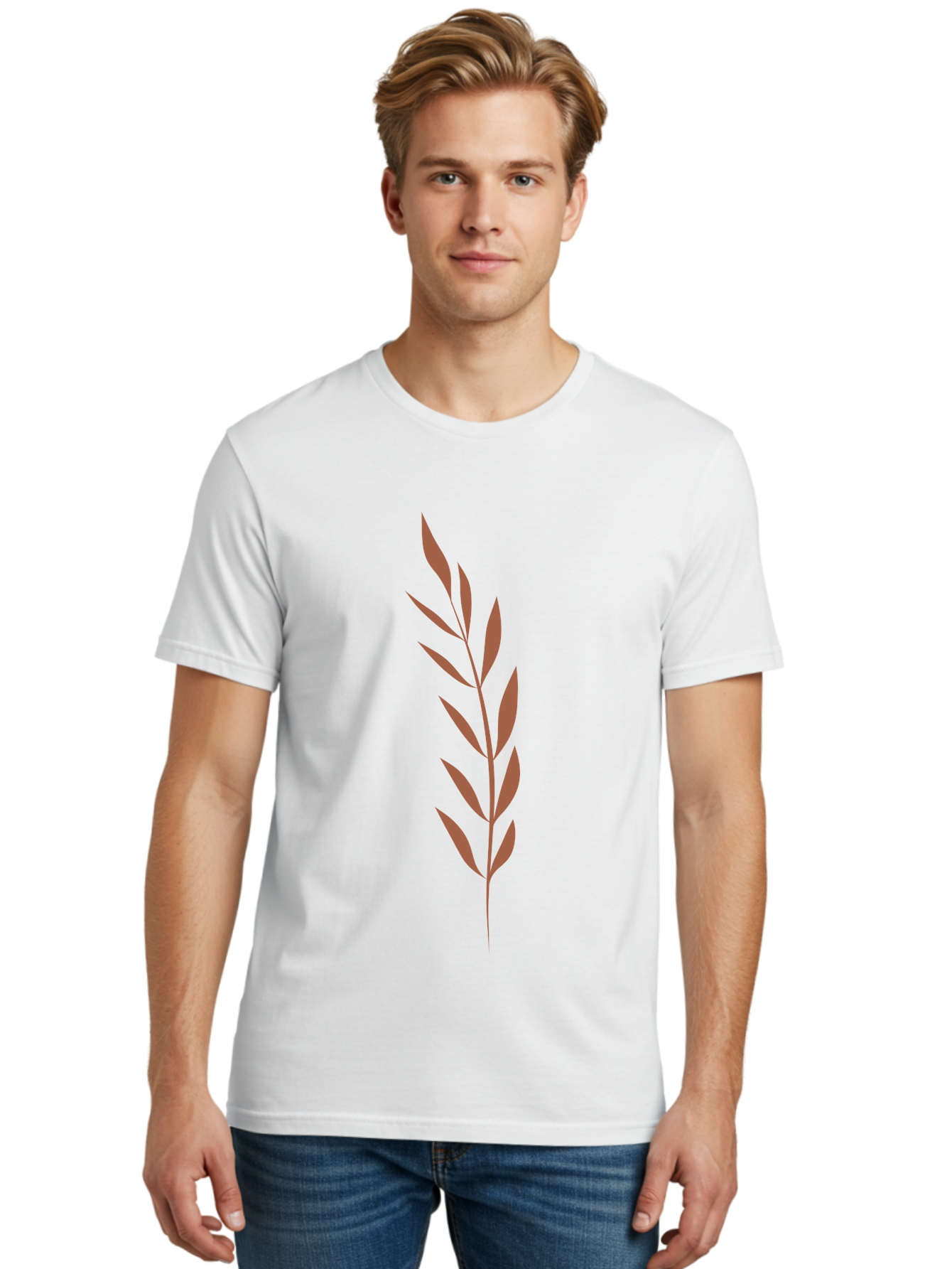 Red-Leaves-1 Men'S Graphic Tee, 100% Cotton, Comfortable Casual Summer Wear, Machine Washable, Red Leafy Branch, Simple Graphic, Leafy Design, Minimalist Art, Bold Red, Floral Element, Modern Illustration Aae047