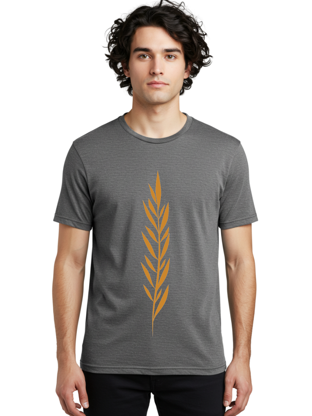 Red-Leaves Men'S Graphic Tee, 100% Cotton, Comfortable Casual Summer Wear, Machine Washable, Red Branch Graphic, Simple Leaf Design, Minimalist Art, Coral Color, Abstract Shape, Futuristic Look, Modern Illustration, Leafy Pattern Aae049