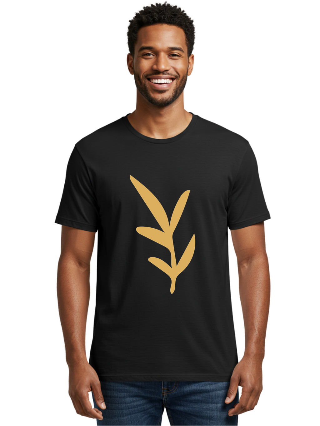 Sprout Men'S Graphic Tee, 100% Cotton, Comfortable Casual Summer Wear, Machine Washable, Sprouting Plant, Growing Leaves, Botanical Illustration, Simple Design, Minimalist Art, Abstract Foliage, Orange Silhouette Aae054