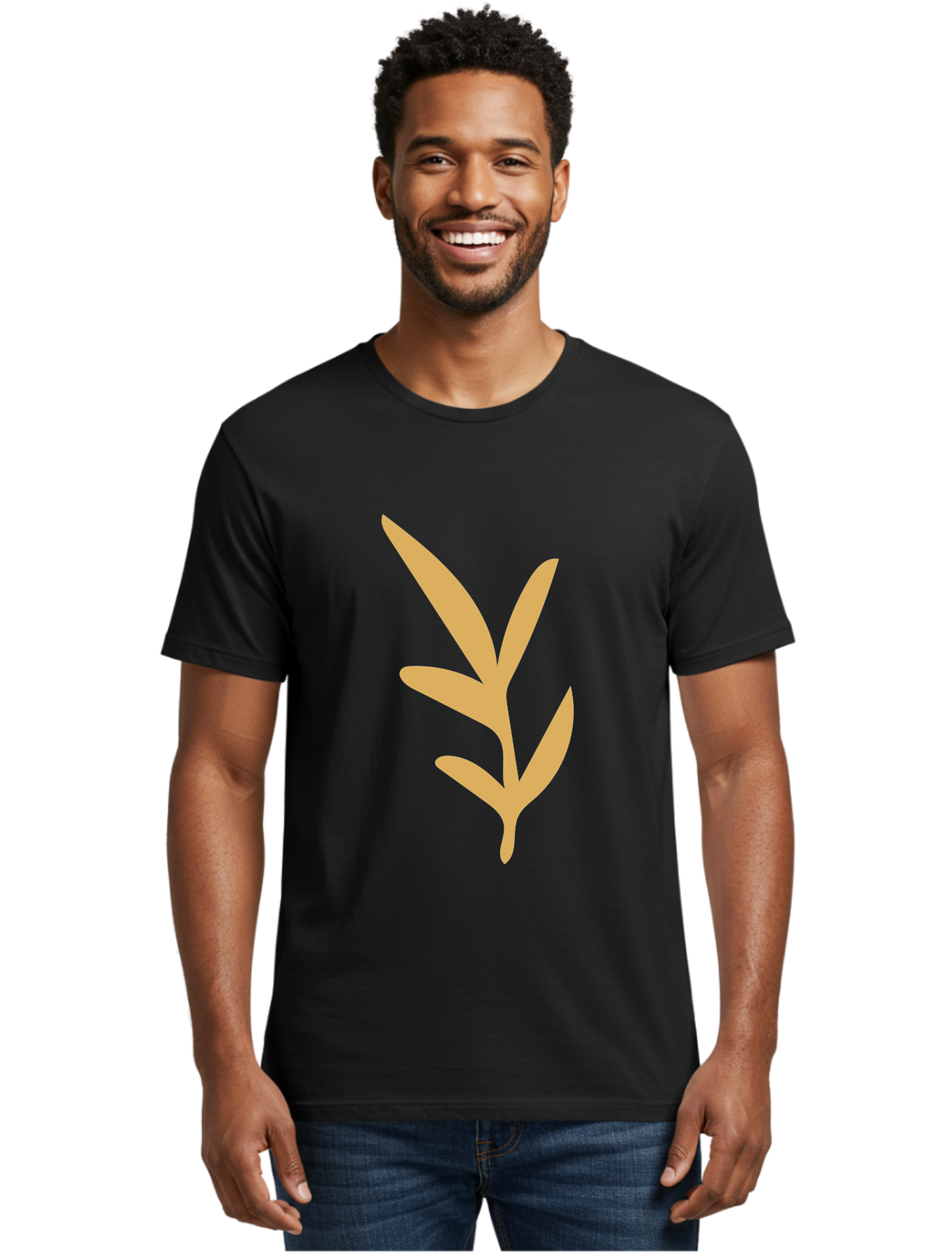 Sprout Men'S Graphic Tee, 100% Cotton, Comfortable Casual Summer Wear, Machine Washable, Sprouting Plant, Growing Leaves, Botanical Illustration, Simple Design, Minimalist Art, Abstract Foliage, Orange Silhouette Aae054
