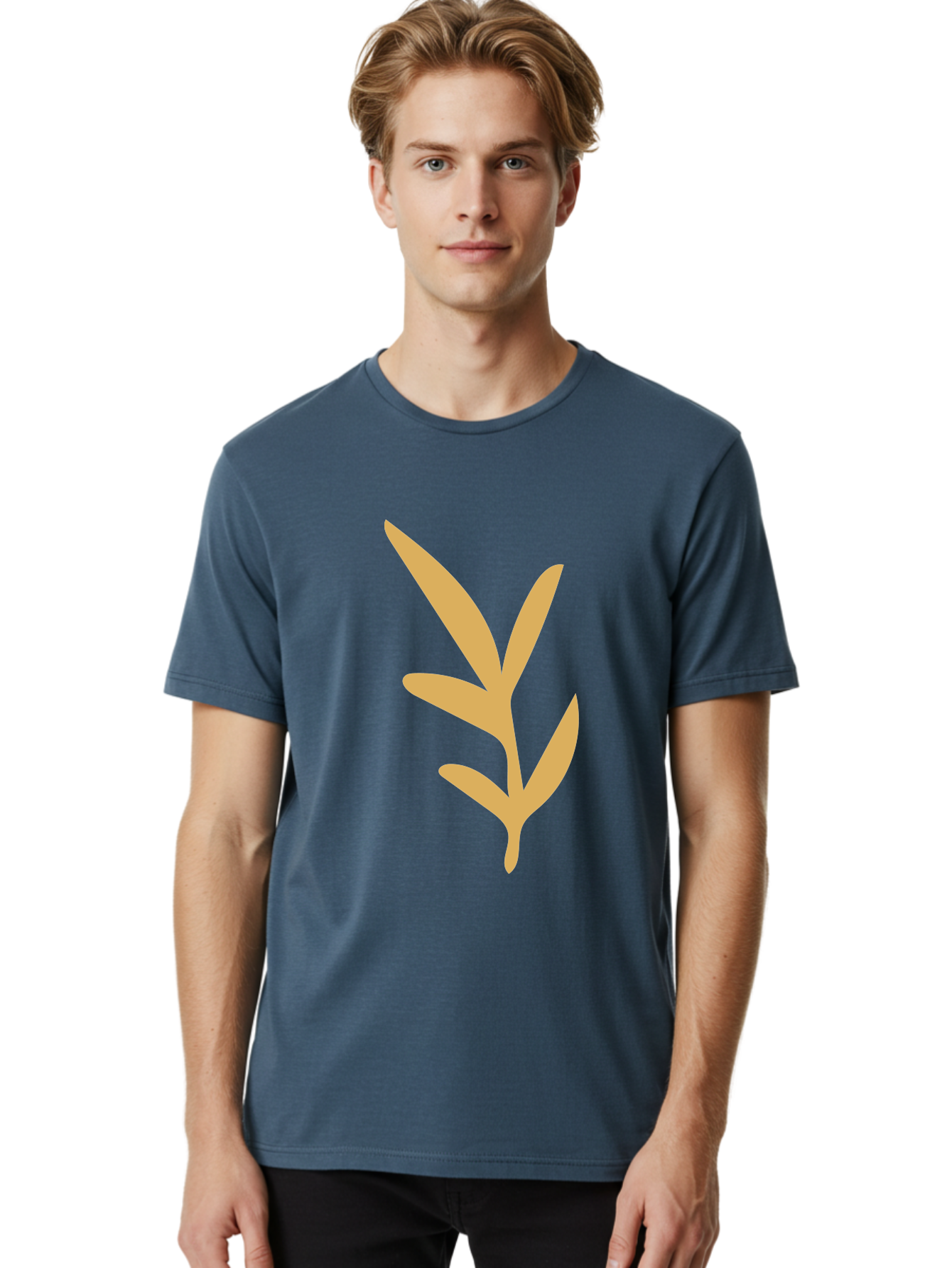 Sprout Men'S Graphic Tee, 100% Cotton, Comfortable Casual Summer Wear, Machine Washable, Sprouting Plant, Growing Leaves, Botanical Illustration, Simple Design, Minimalist Art, Abstract Foliage, Orange Silhouette Aae054
