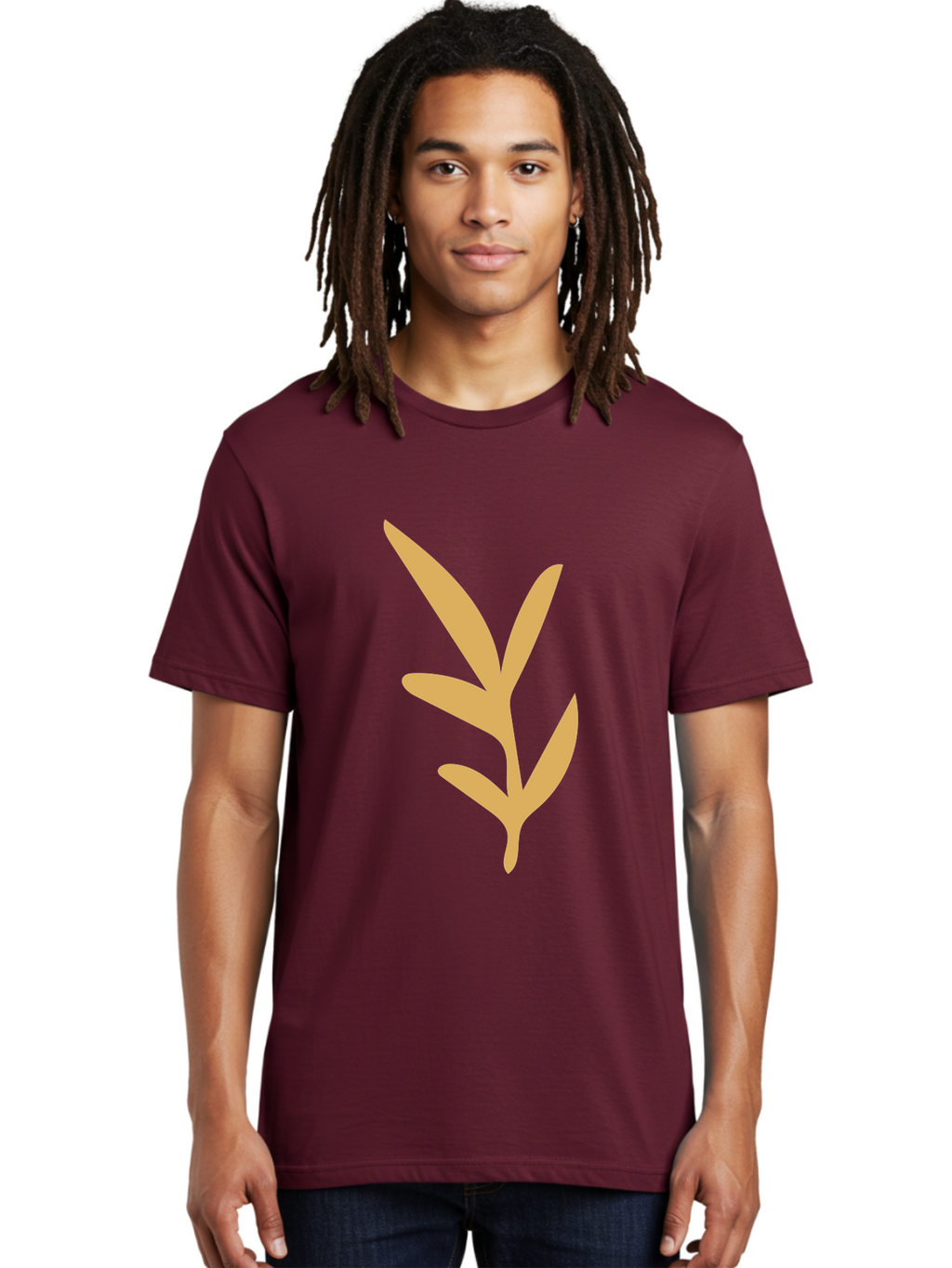 Sprout Men'S Graphic Tee, 100% Cotton, Comfortable Casual Summer Wear, Machine Washable, Sprouting Plant, Growing Leaves, Botanical Illustration, Simple Design, Minimalist Art, Abstract Foliage, Orange Silhouette Aae054