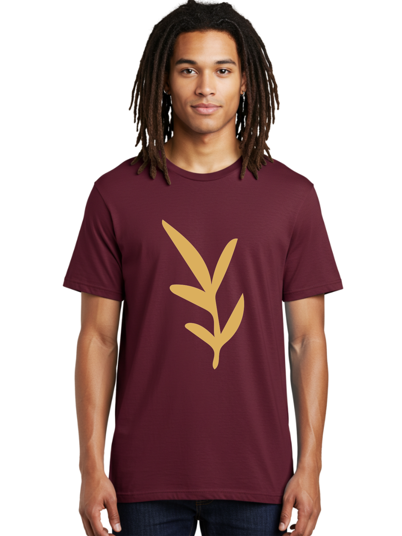 Sprout Men'S Graphic Tee, 100% Cotton, Comfortable Casual Summer Wear, Machine Washable, Sprouting Plant, Growing Leaves, Botanical Illustration, Simple Design, Minimalist Art, Abstract Foliage, Orange Silhouette Aae054