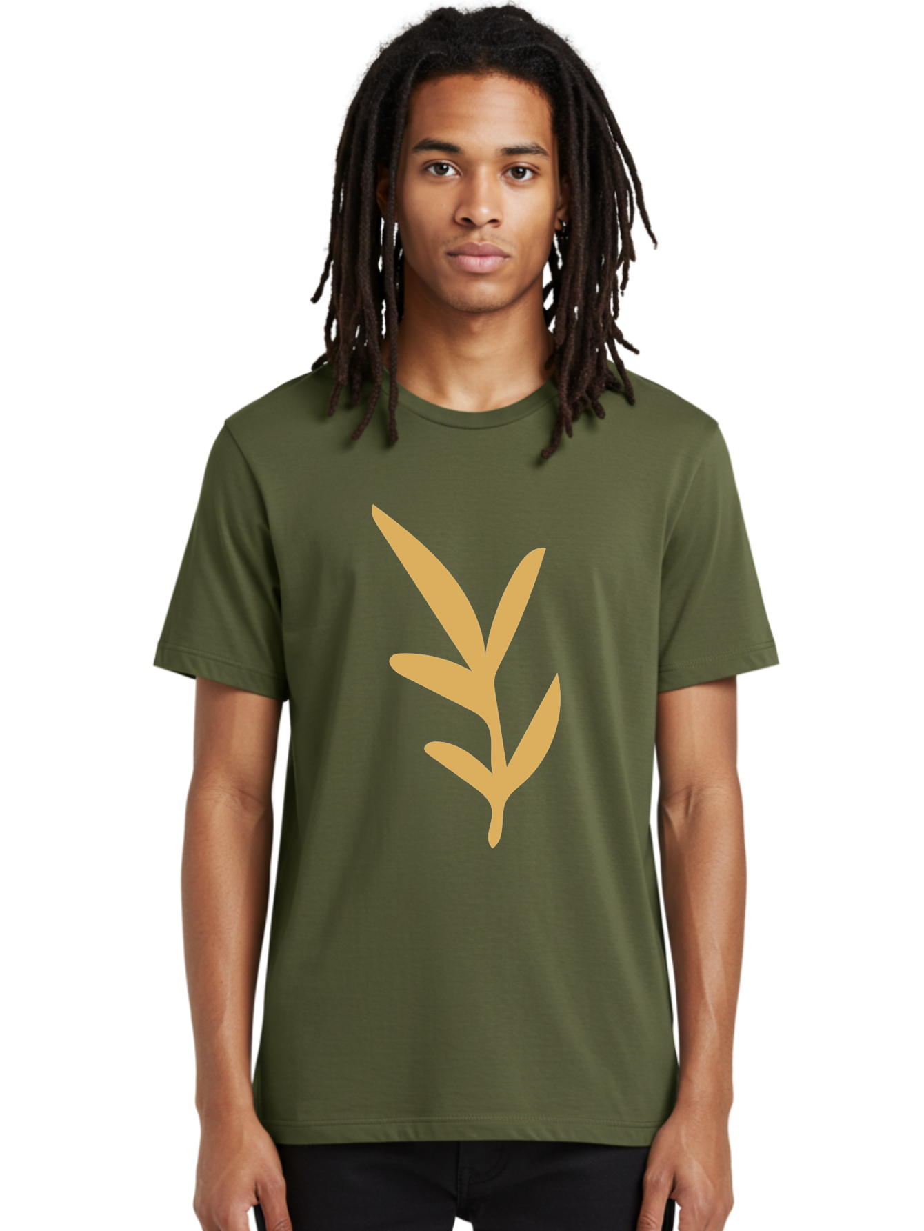 Sprout Men'S Graphic Tee, 100% Cotton, Comfortable Casual Summer Wear, Machine Washable, Sprouting Plant, Growing Leaves, Botanical Illustration, Simple Design, Minimalist Art, Abstract Foliage, Orange Silhouette Aae054