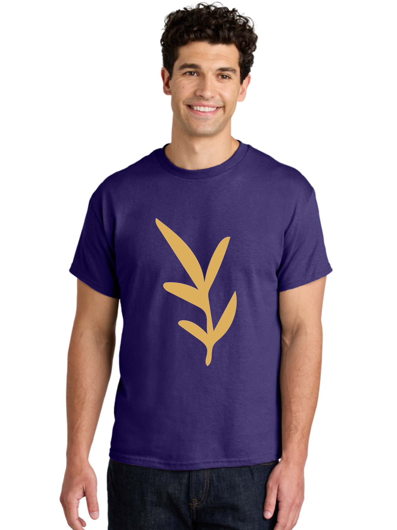 Sprout Men'S Graphic Tee, 100% Cotton, Comfortable Casual Summer Wear, Machine Washable, Sprouting Plant, Growing Leaves, Botanical Illustration, Simple Design, Minimalist Art, Abstract Foliage, Orange Silhouette Aae054