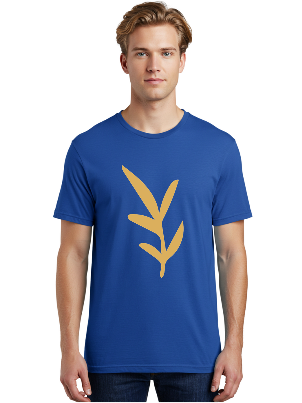Sprout Men'S Graphic Tee, 100% Cotton, Comfortable Casual Summer Wear, Machine Washable, Sprouting Plant, Growing Leaves, Botanical Illustration, Simple Design, Minimalist Art, Abstract Foliage, Orange Silhouette Aae054