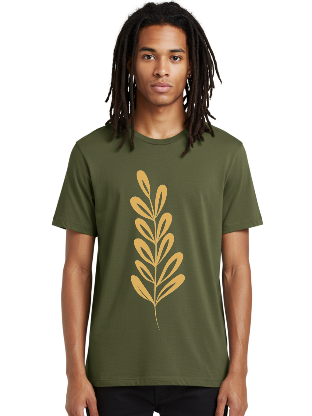 Tan-Branch Men'S Graphic Tee, 100% Cotton, Comfortable Casual Summer Wear, Machine Washable, Tan Leaf, Minimalist Design, Simple Graphics, Leaf Illustration, Foliage, Nature-Inspired, Botanical Art, Graphic Element, Abstract Leaf Aae057