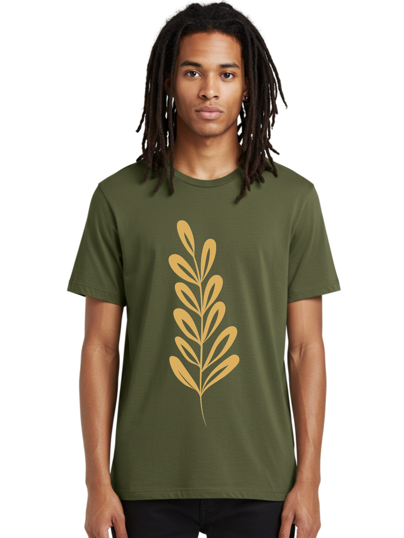 Tan-Branch Men'S Graphic Tee, 100% Cotton, Comfortable Casual Summer Wear, Machine Washable, Tan Leaf, Minimalist Design, Simple Graphics, Leaf Illustration, Foliage, Nature-Inspired, Botanical Art, Graphic Element, Abstract Leaf Aae057