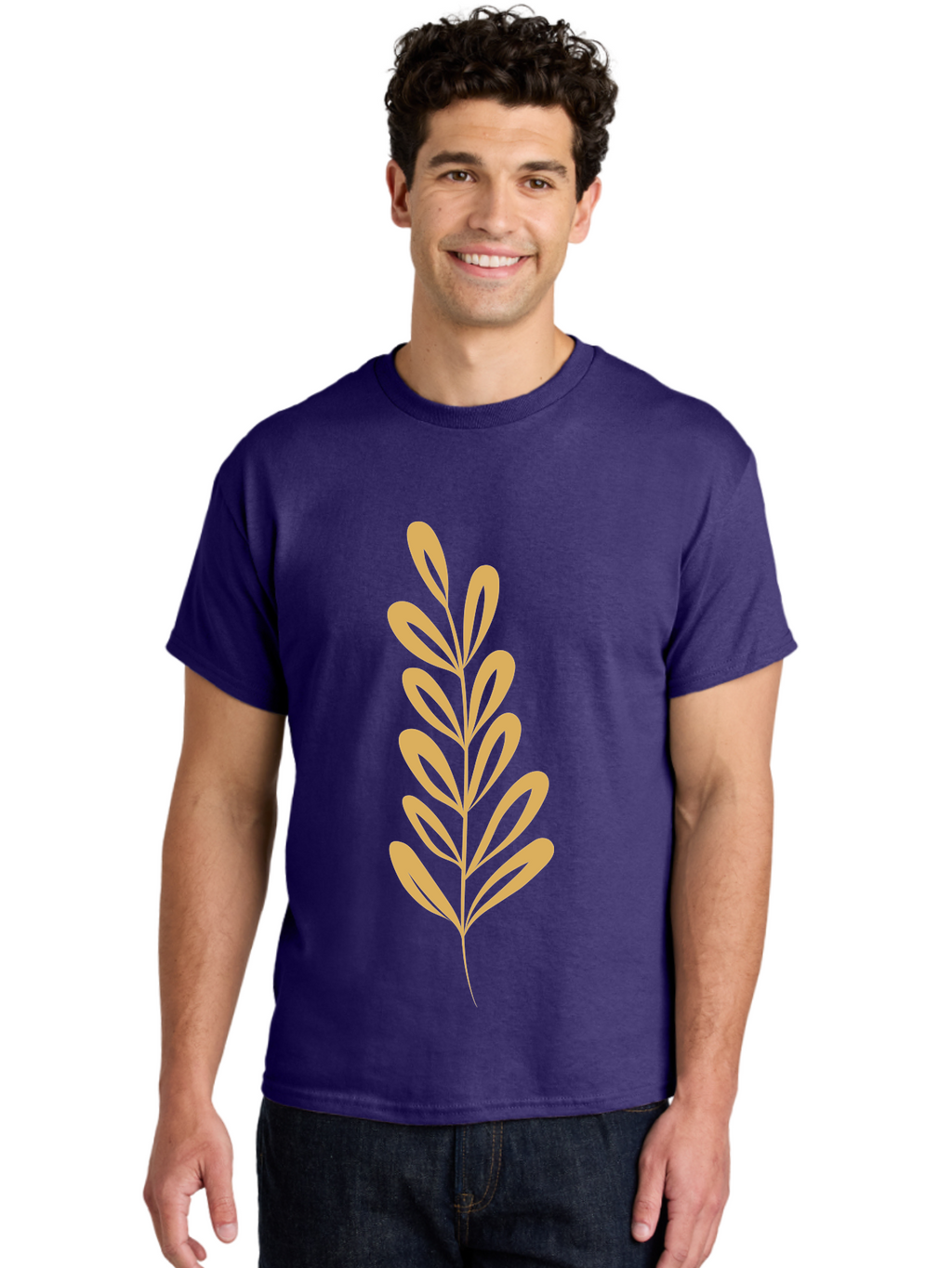 Tan-Branch Men'S Graphic Tee, 100% Cotton, Comfortable Casual Summer Wear, Machine Washable, Tan Leaf, Minimalist Design, Simple Graphics, Leaf Illustration, Foliage, Nature-Inspired, Botanical Art, Graphic Element, Abstract Leaf Aae057