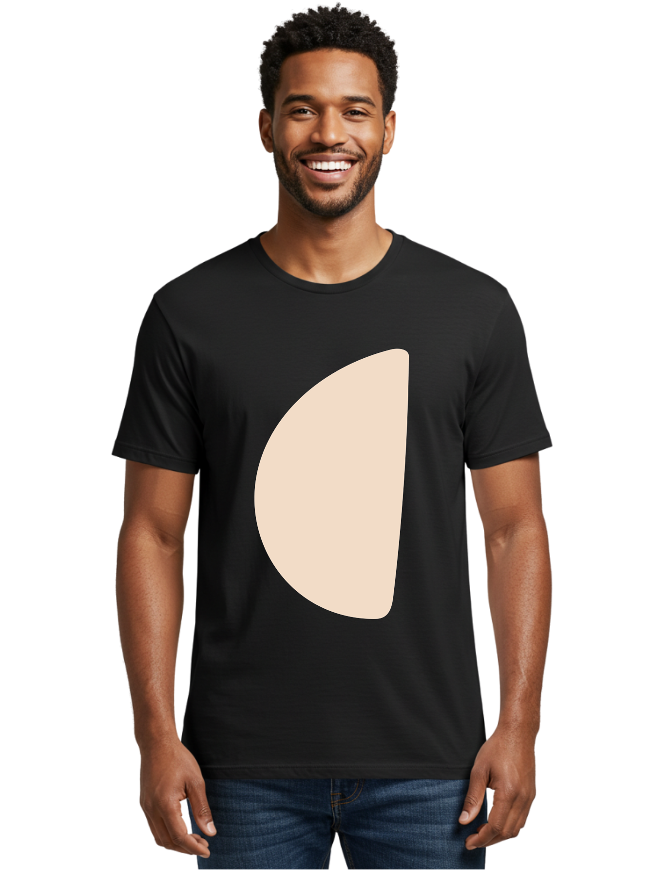 Tan-Semicircle Men'S Graphic Tee, 100% Cotton, Comfortable Casual Summer Wear, Machine Washable, Pale Pink Semicircle, Minimalist Design, Simple Shape, Abstract Art, Modern Graphic, Soft Colors, Geometric Form Aae058