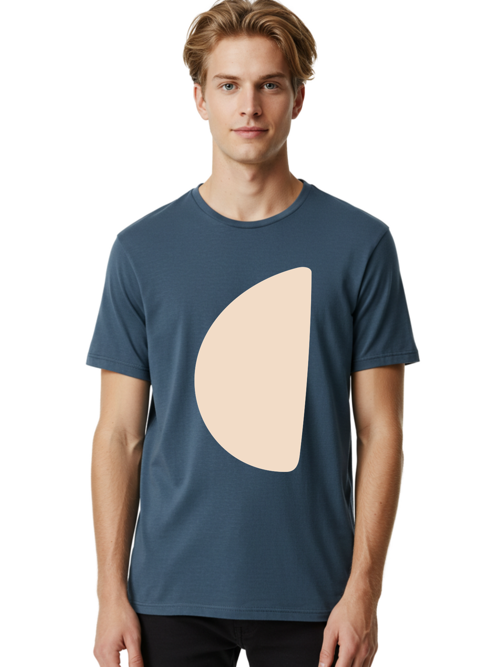 Tan-Semicircle Men'S Graphic Tee, 100% Cotton, Comfortable Casual Summer Wear, Machine Washable, Pale Pink Semicircle, Minimalist Design, Simple Shape, Abstract Art, Modern Graphic, Soft Colors, Geometric Form Aae058