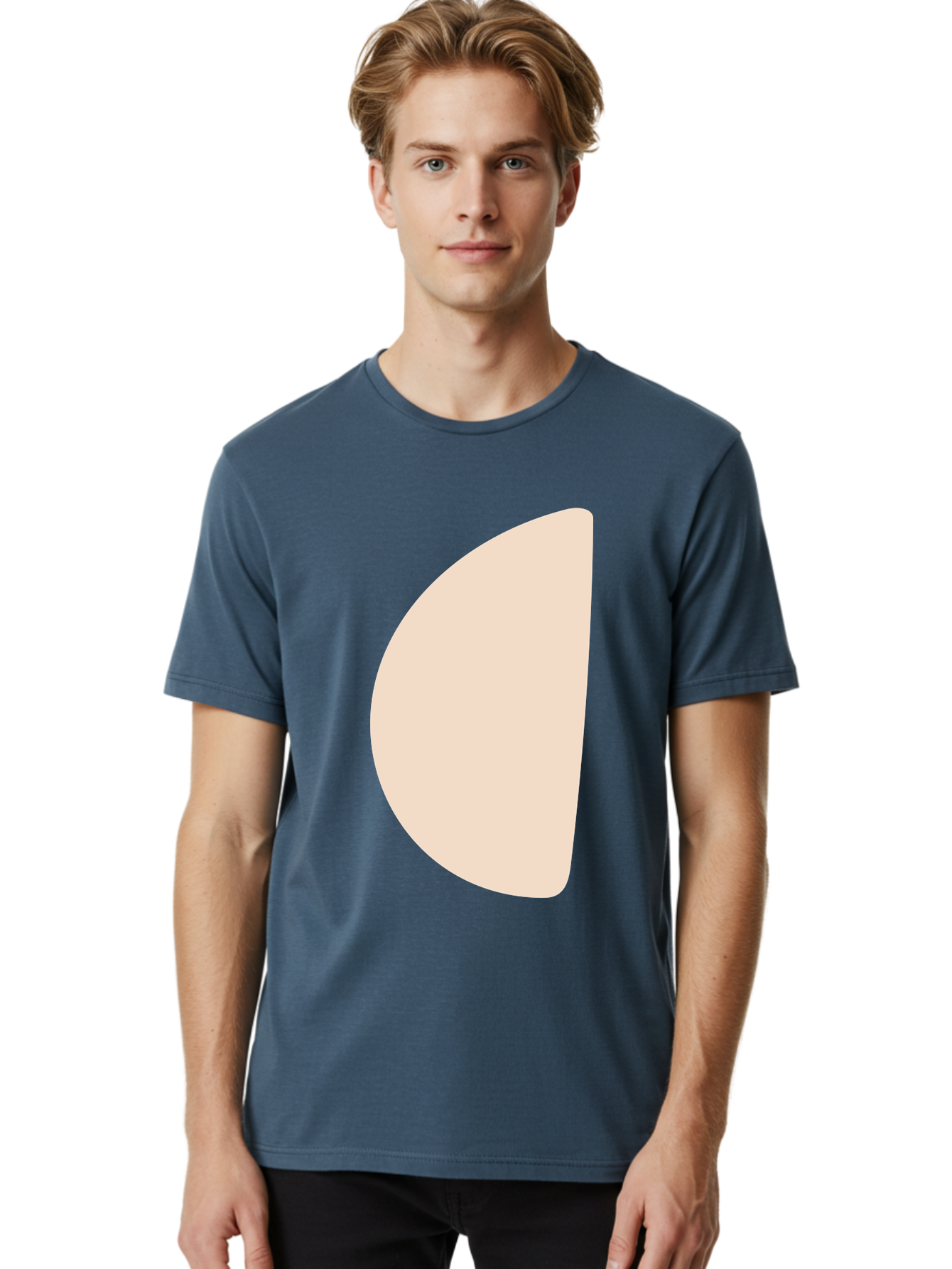Tan-Semicircle Men'S Graphic Tee, 100% Cotton, Comfortable Casual Summer Wear, Machine Washable, Pale Pink Semicircle, Minimalist Design, Simple Shape, Abstract Art, Modern Graphic, Soft Colors, Geometric Form Aae058