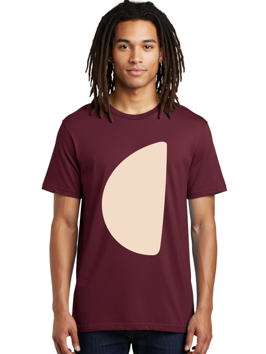 Tan-Semicircle Men'S Graphic Tee, 100% Cotton, Comfortable Casual Summer Wear, Machine Washable, Pale Pink Semicircle, Minimalist Design, Simple Shape, Abstract Art, Modern Graphic, Soft Colors, Geometric Form Aae058