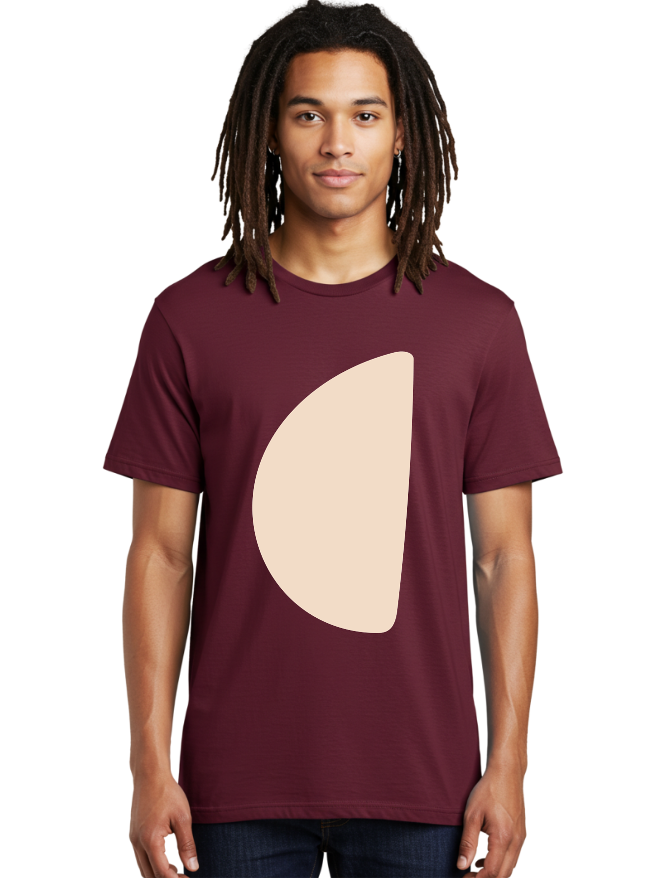 Tan-Semicircle Men'S Graphic Tee, 100% Cotton, Comfortable Casual Summer Wear, Machine Washable, Pale Pink Semicircle, Minimalist Design, Simple Shape, Abstract Art, Modern Graphic, Soft Colors, Geometric Form Aae058