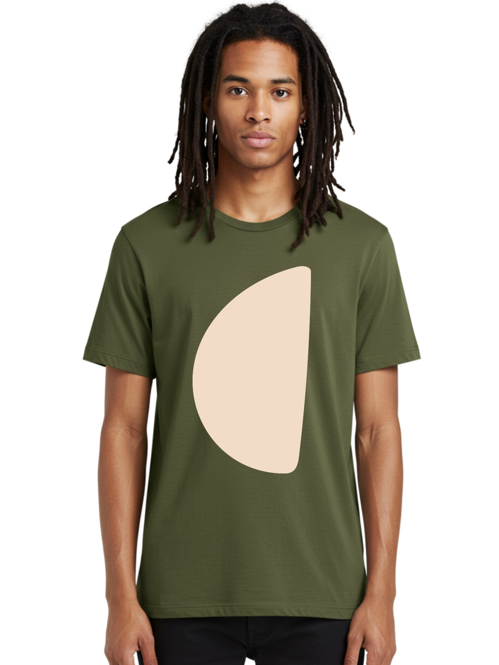 Tan-Semicircle Men'S Graphic Tee, 100% Cotton, Comfortable Casual Summer Wear, Machine Washable, Pale Pink Semicircle, Minimalist Design, Simple Shape, Abstract Art, Modern Graphic, Soft Colors, Geometric Form Aae058