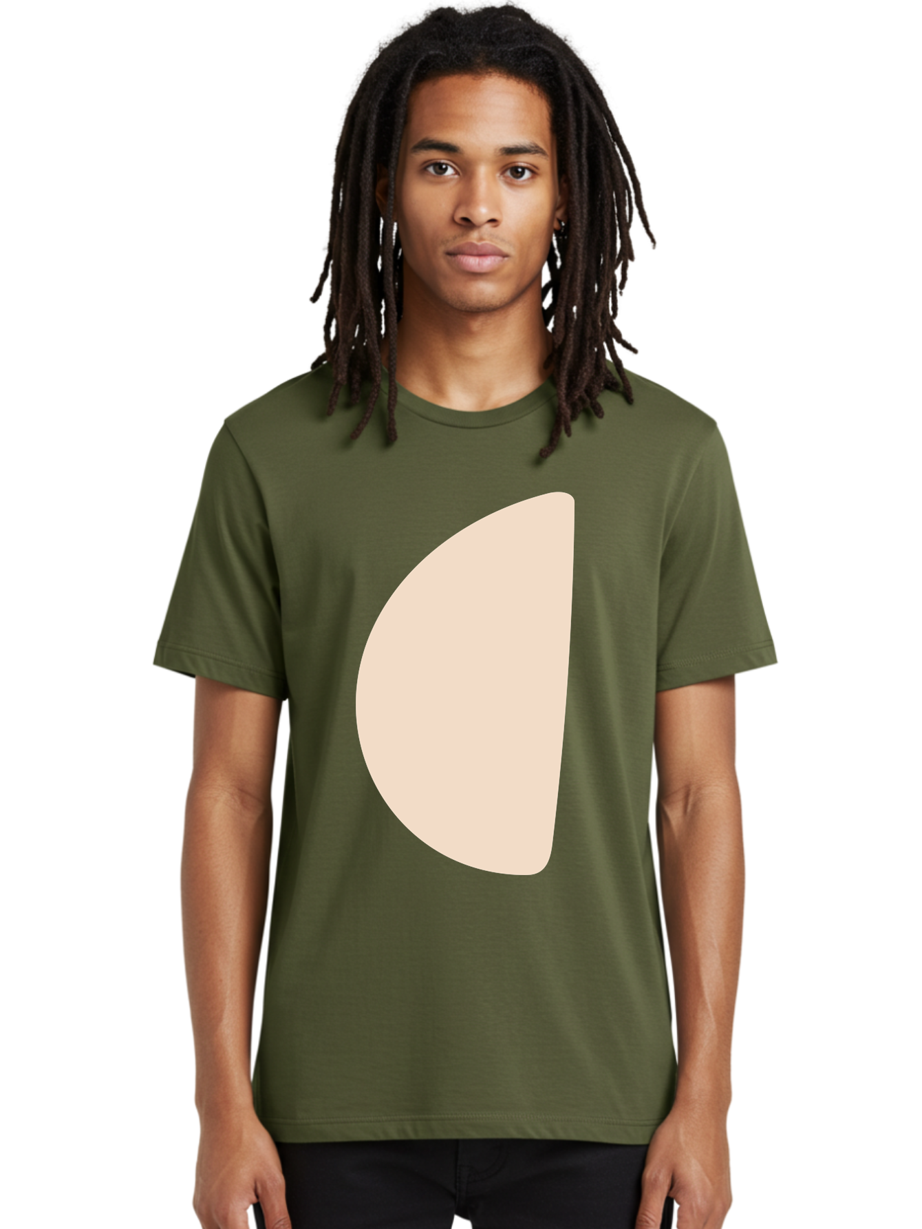Tan-Semicircle Men'S Graphic Tee, 100% Cotton, Comfortable Casual Summer Wear, Machine Washable, Pale Pink Semicircle, Minimalist Design, Simple Shape, Abstract Art, Modern Graphic, Soft Colors, Geometric Form Aae058